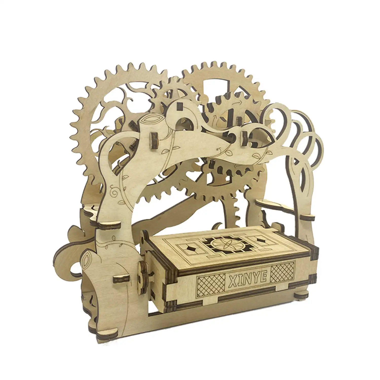 Maqueta de Madera 3D, con movimiento mecánico diseño de Estuche mecánico para tarjetas de visita.