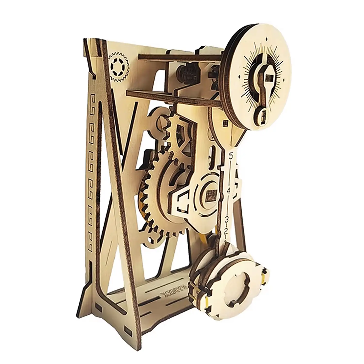 Maqueta de Madera 3D, con movimiento mecánico diseño de Reloj mecánico de péndulo.