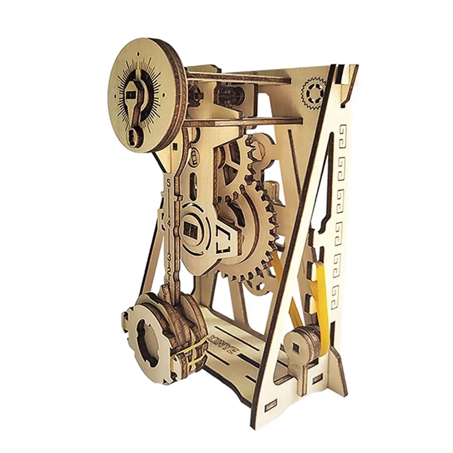 Maqueta de Madera 3D, con movimiento mecánico diseño de Reloj mecánico de péndulo.