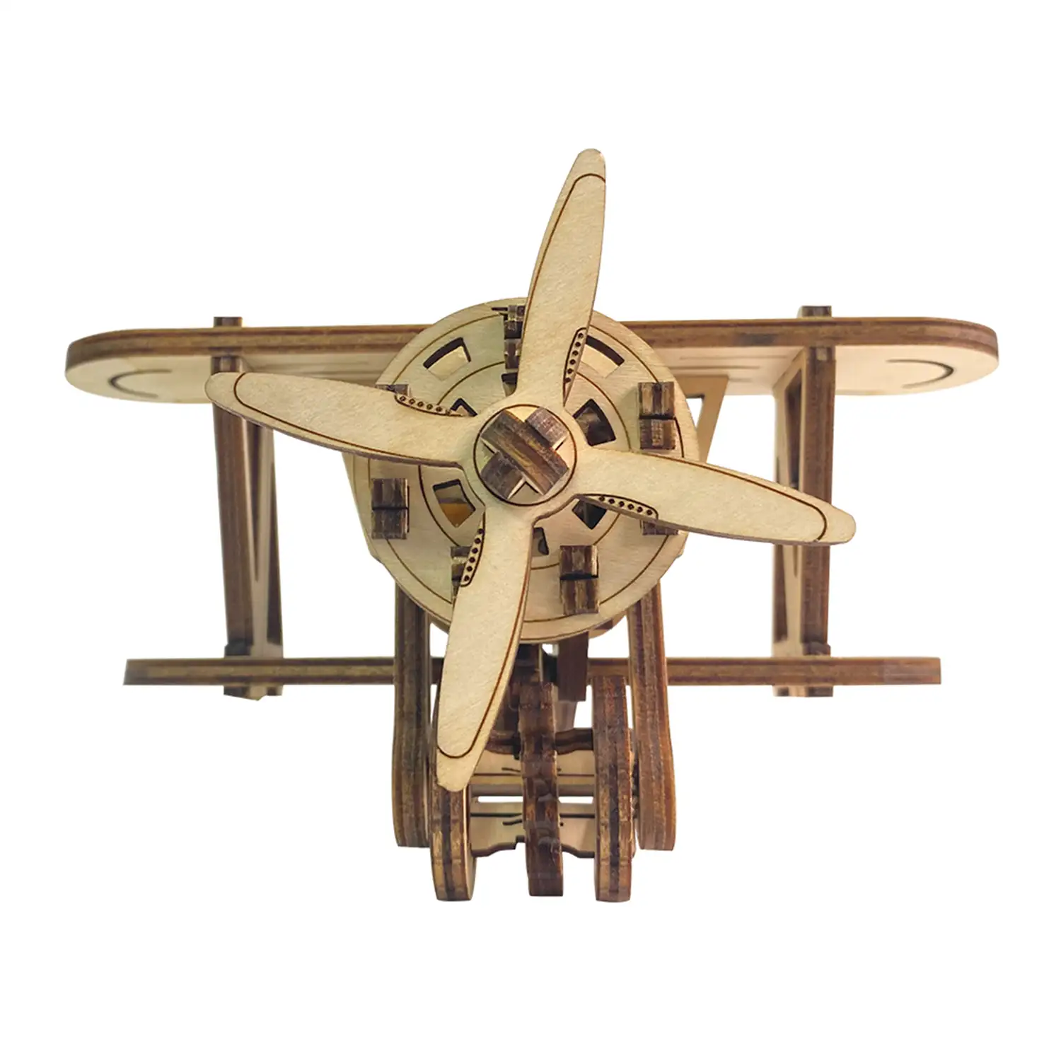 Maqueta de Madera 3D, diseño de Avión mecánico pequeño. 63 piezas.