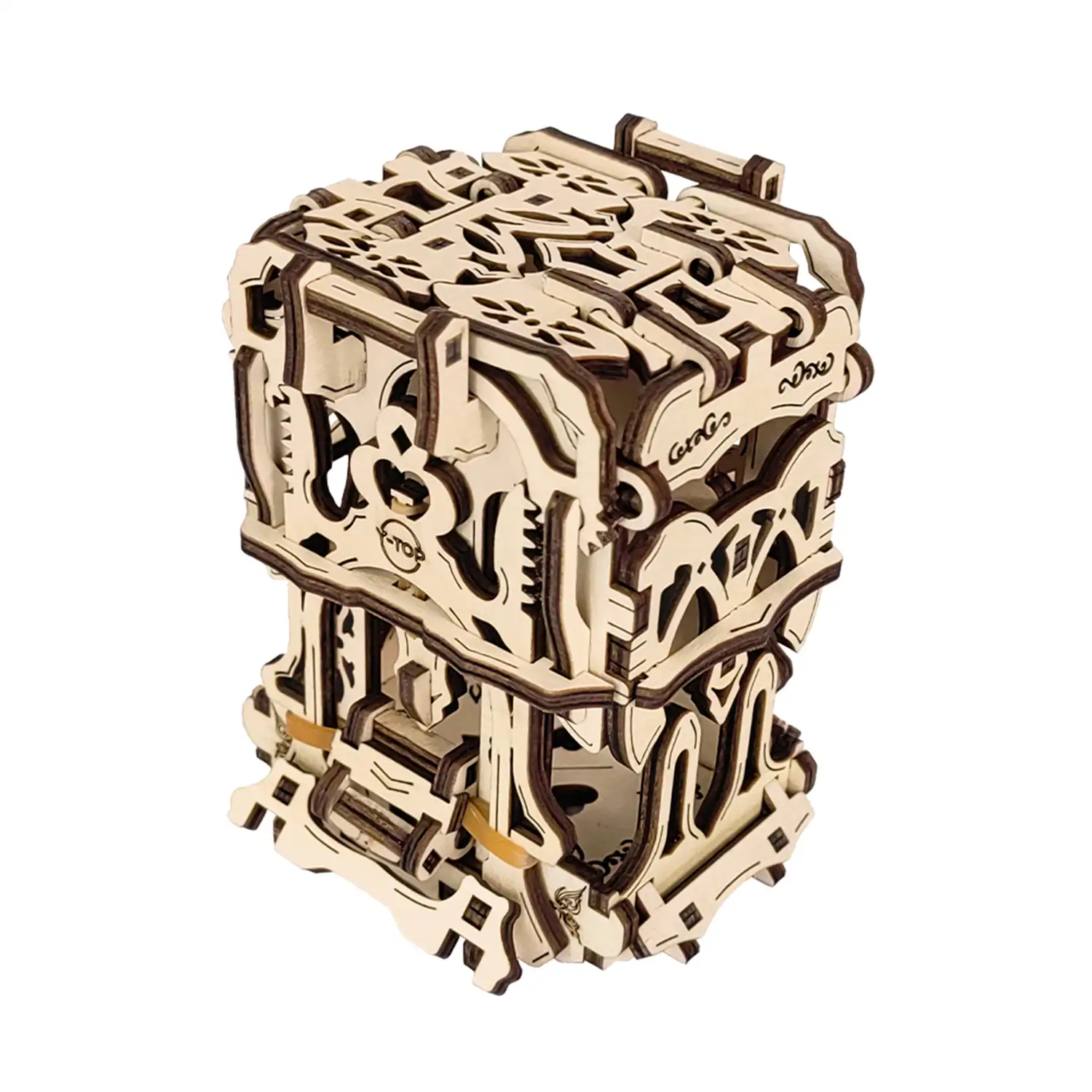 Maqueta de Madera 3D, con movimiento mecánico diseño de Caja de Cartas.