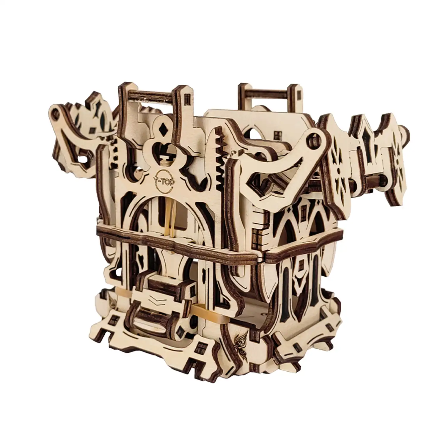 Maqueta de Madera 3D, con movimiento mecánico diseño de Caja de Cartas.