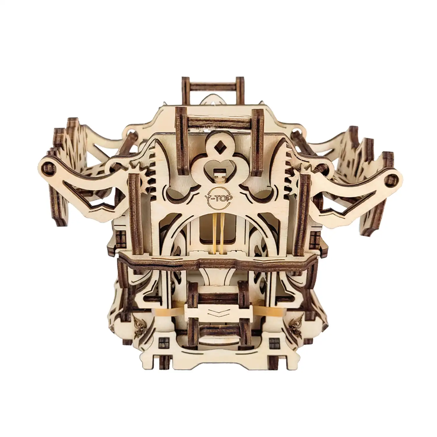 Maqueta de Madera 3D, con movimiento mecánico diseño de Caja de Cartas.