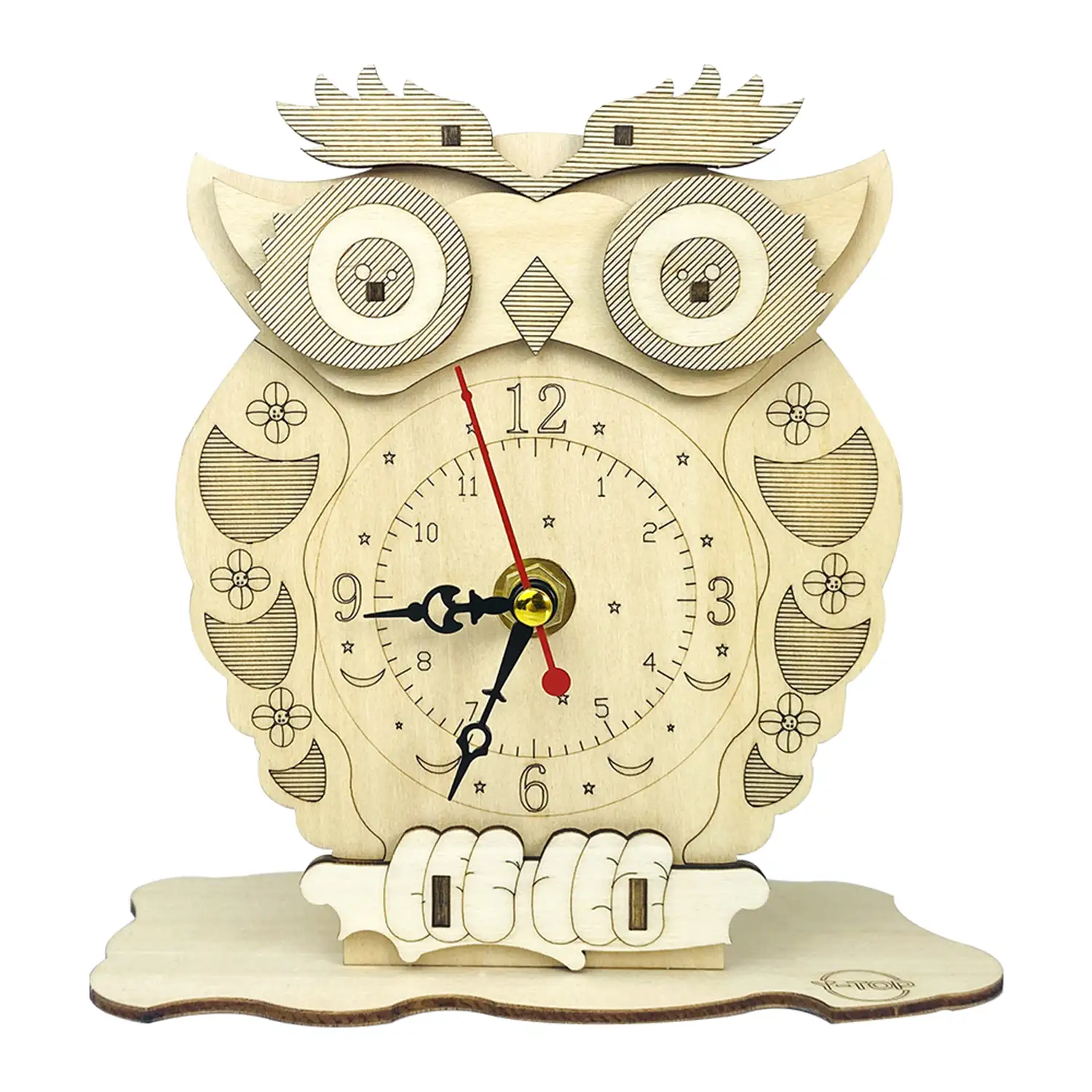 Maqueta de Madera 3D, con movimiento mecánico diseño de Reloj Búho.
