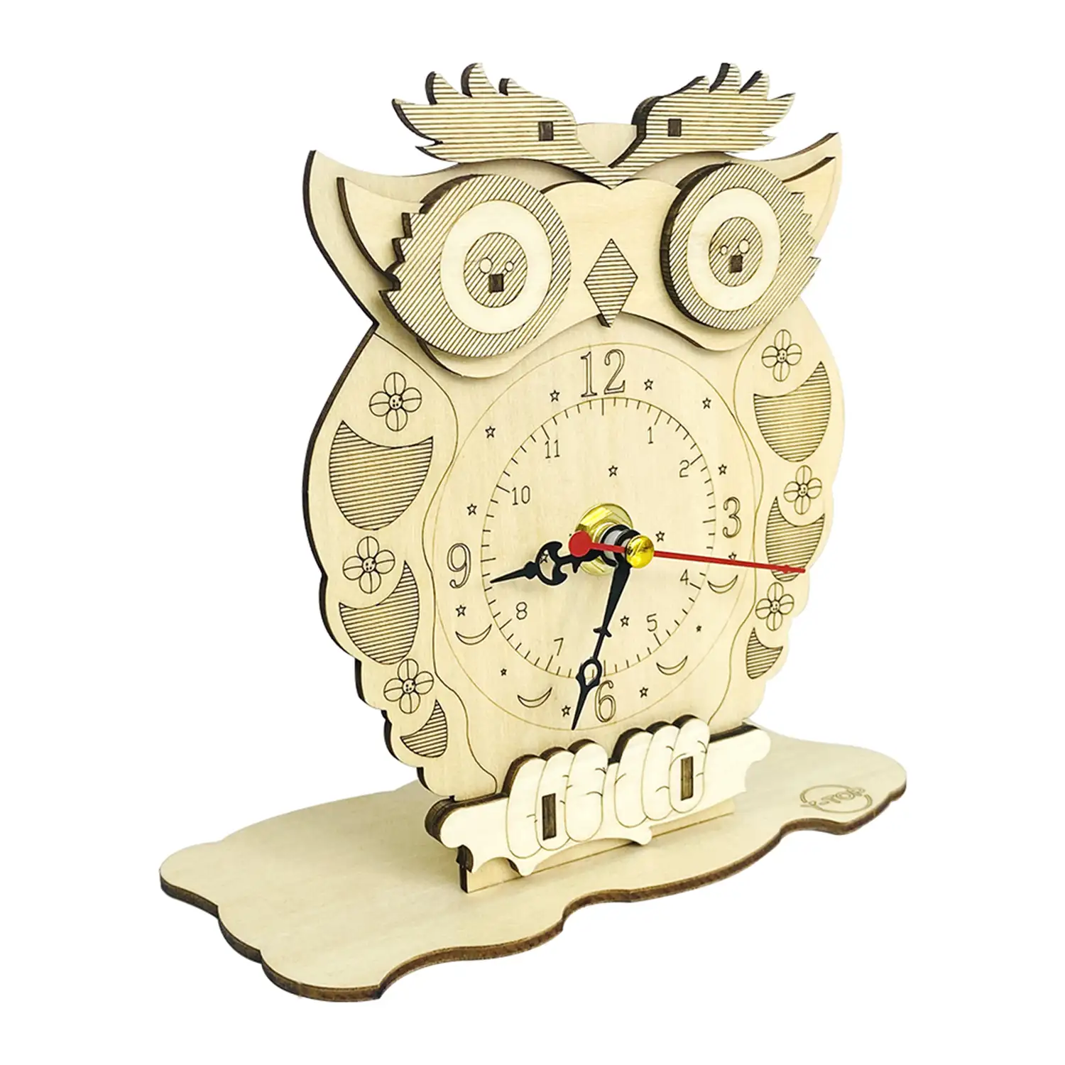 Maqueta de Madera 3D, con movimiento mecánico diseño de Reloj Búho.