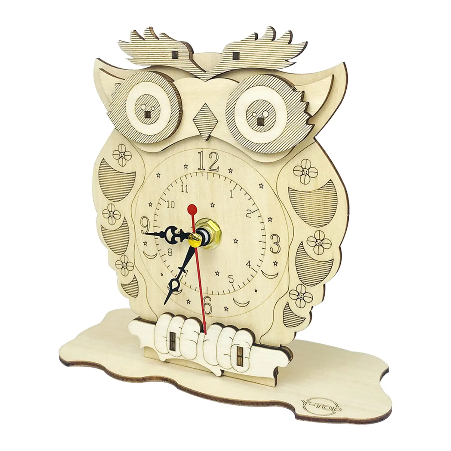 Maqueta de Madera 3D, con movimiento mecánico diseño de Reloj Búho.