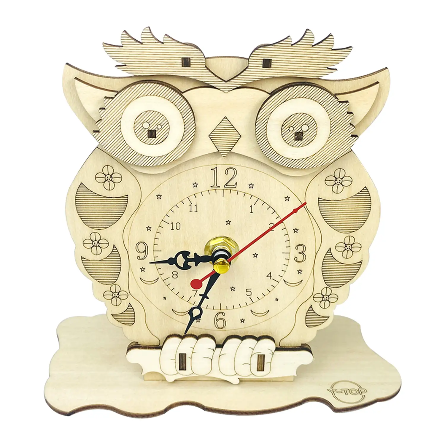 Maqueta de Madera 3D, con movimiento mecánico diseño de Reloj Búho.