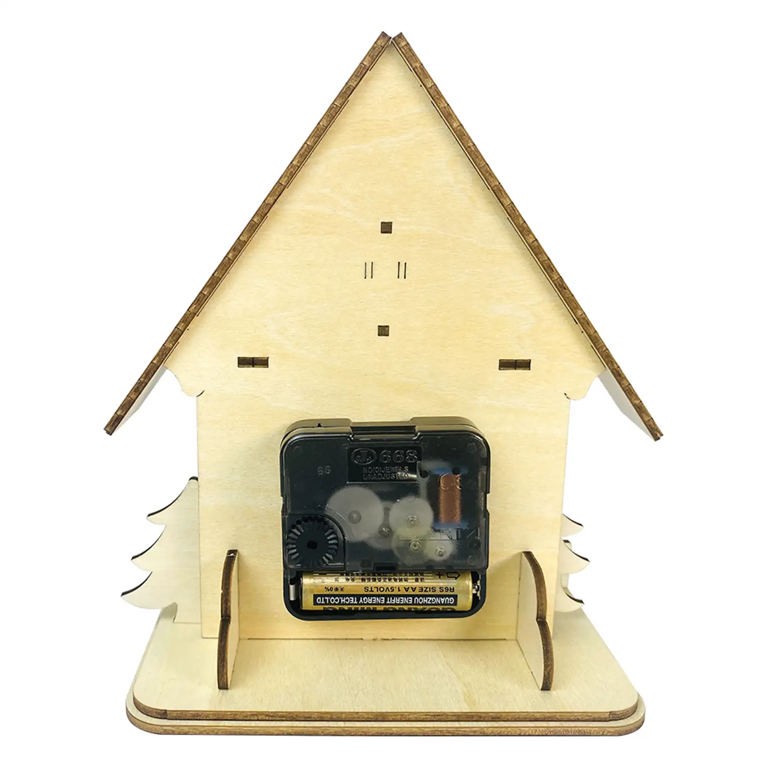 Maqueta de Madera 3D, con movimiento mecánico diseño de Reloj Cabaña.