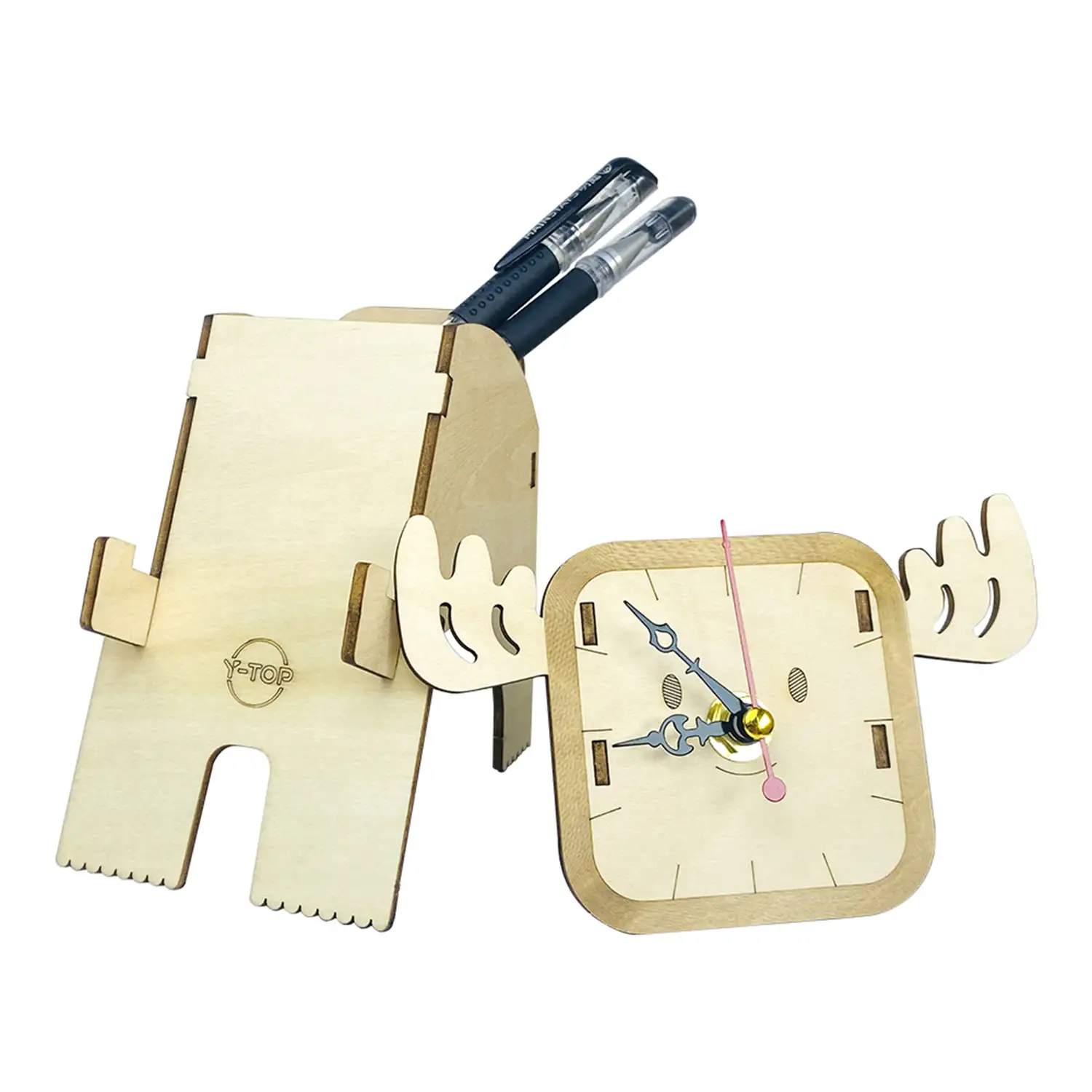 Maqueta de Madera 3D, con movimiento mecánico diseño de Reloj Multifunción - Reno.