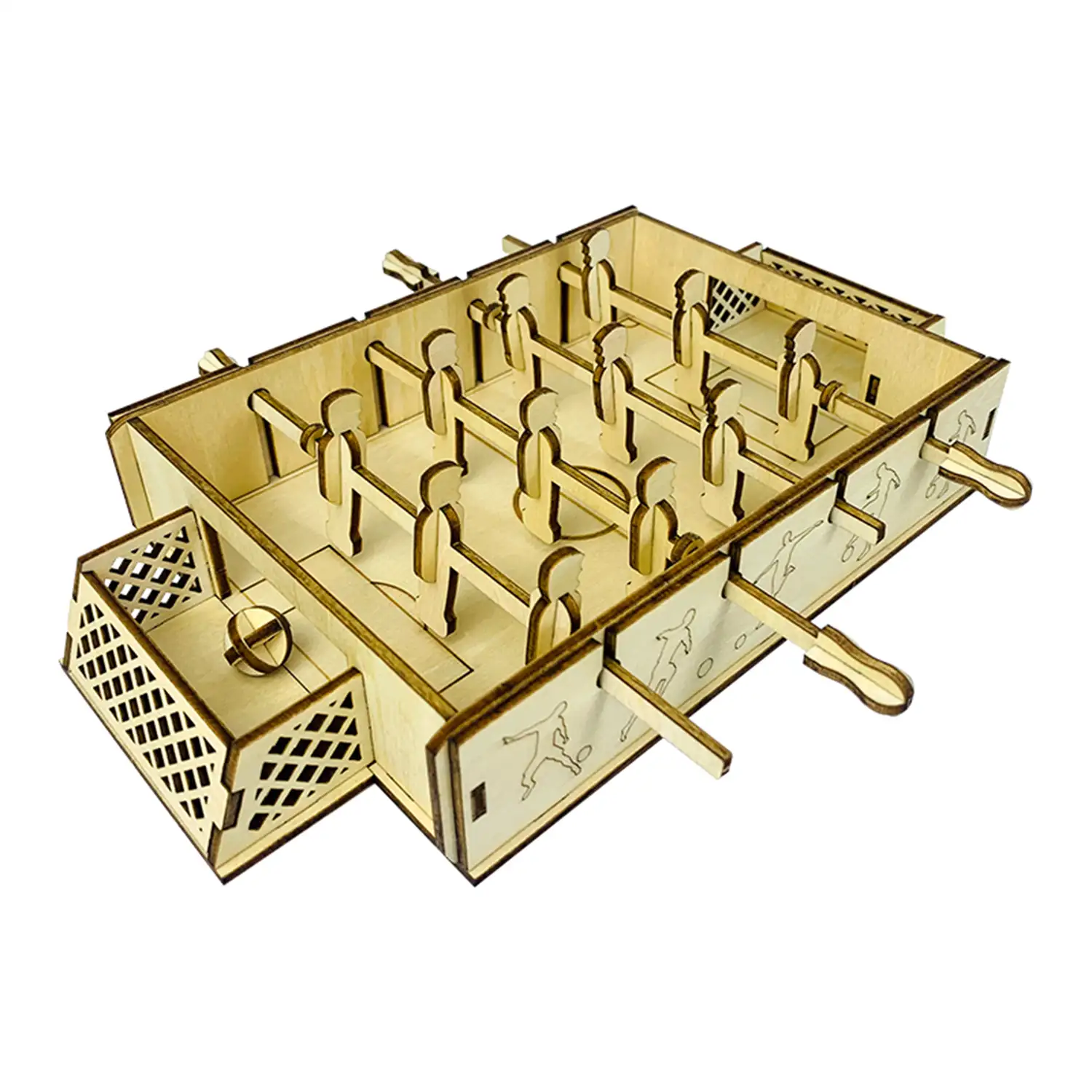 Maqueta de Madera 3D, con movimiento mecánico diseño de Futbolín.