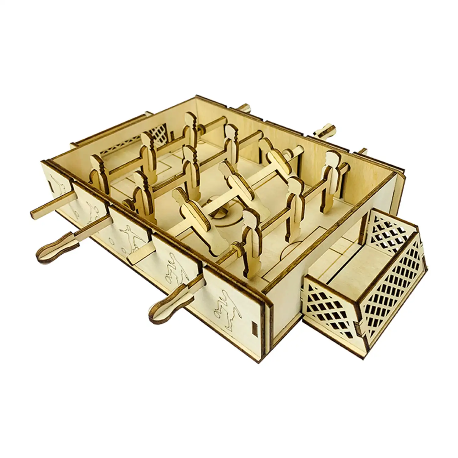 Maqueta de Madera 3D, con movimiento mecánico diseño de Futbolín.