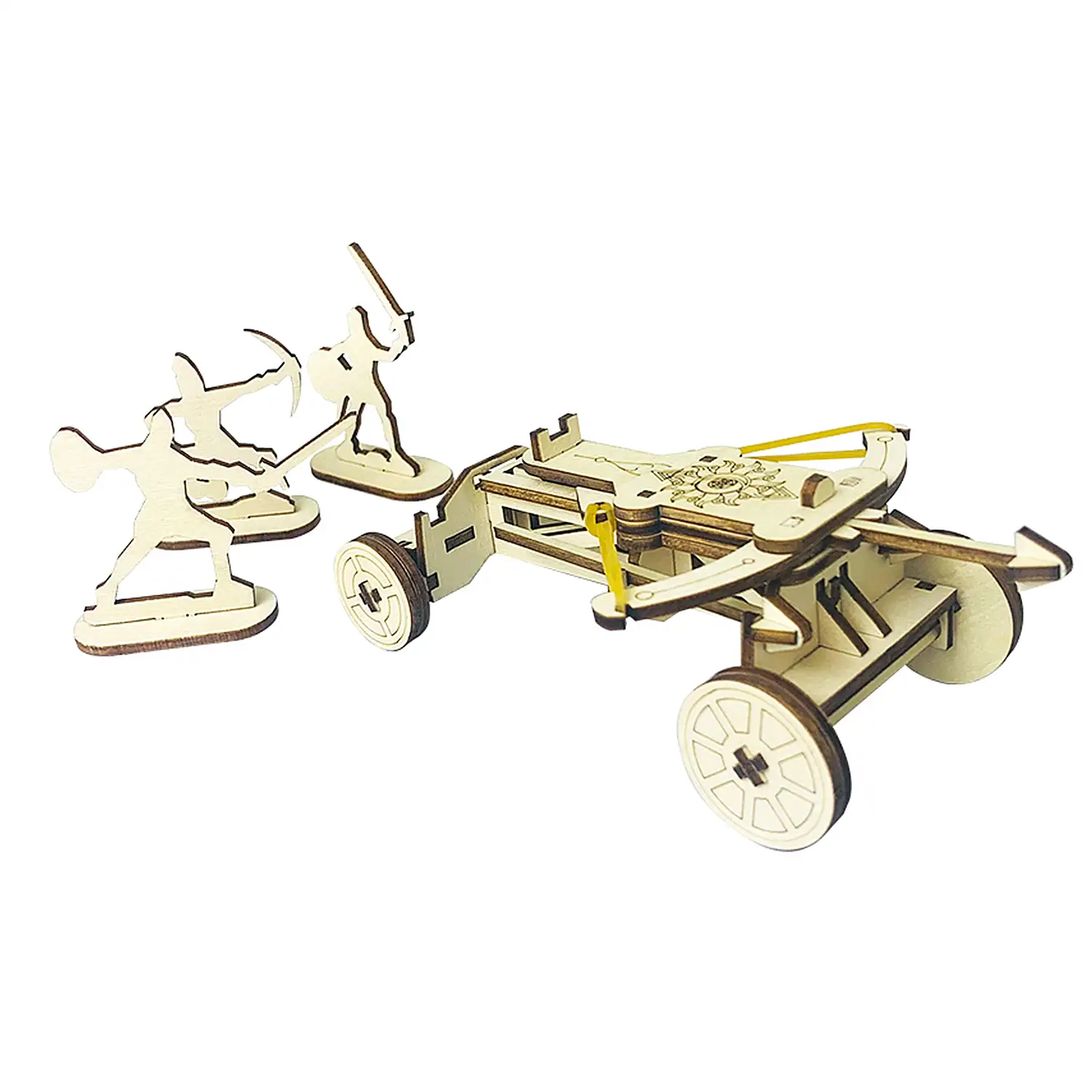 Maqueta de Madera 3D, con movimiento mecánico diseño de Ballesta de asedio.