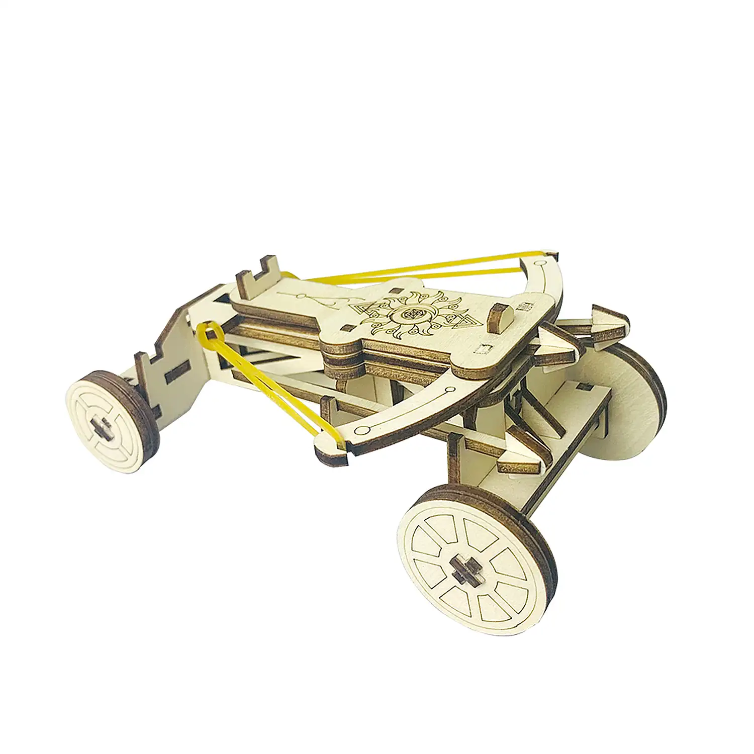 Maqueta de Madera 3D, con movimiento mecánico diseño de Ballesta de asedio.