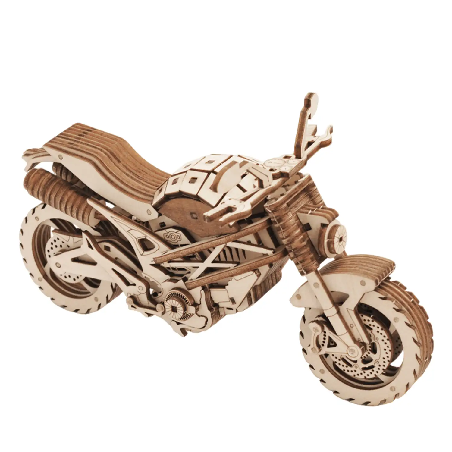 Maqueta de Madera 3D, con movimiento mecánico diseño de Motocicleta.