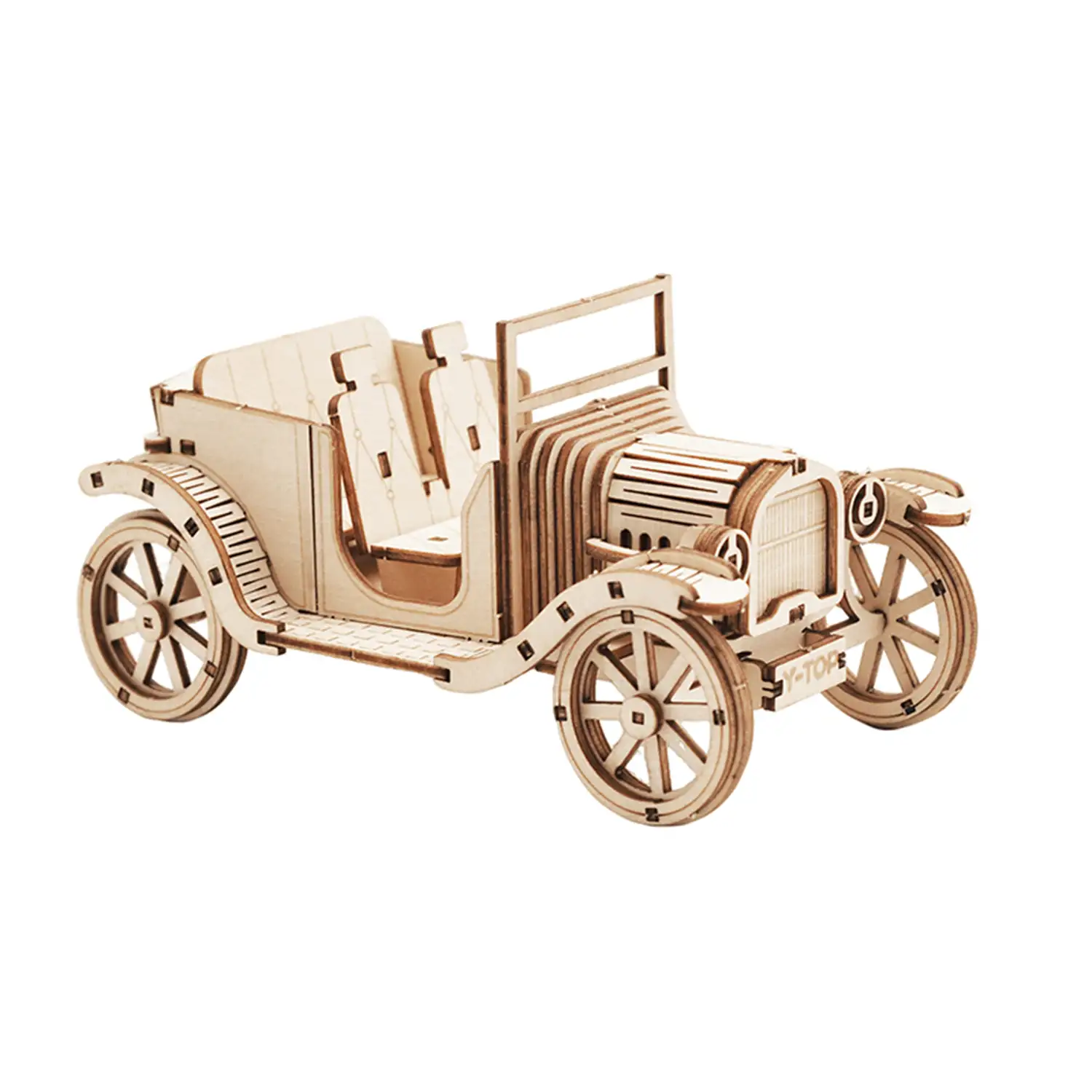 Maqueta de Madera 3D, con movimiento mecánico diseño de Coche convertible antiguo.