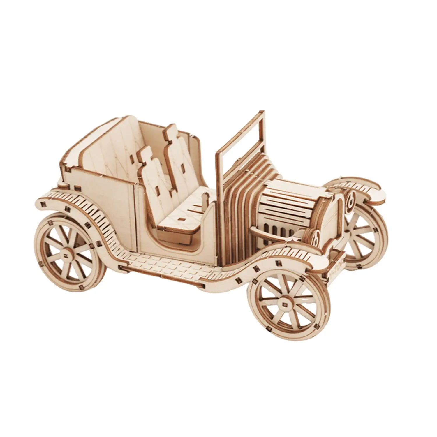 Maqueta de Madera 3D, con movimiento mecánico diseño de Coche convertible antiguo.