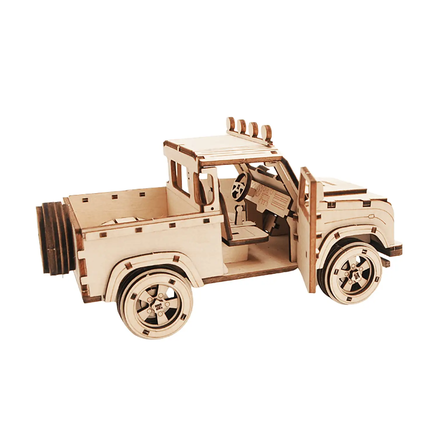 Maqueta de Madera 3D, con movimiento mecánico diseño de Vehículo todoterreno.