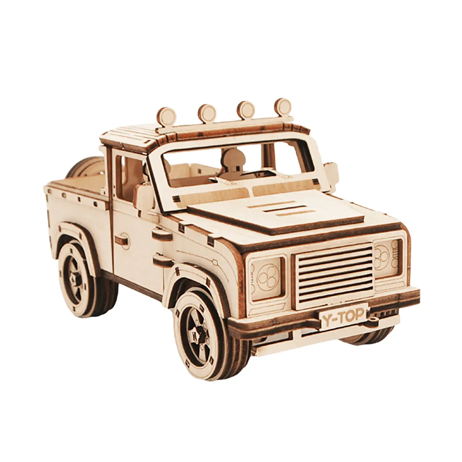 Maqueta de Madera 3D, con movimiento mecánico diseño de Vehículo todoterreno.