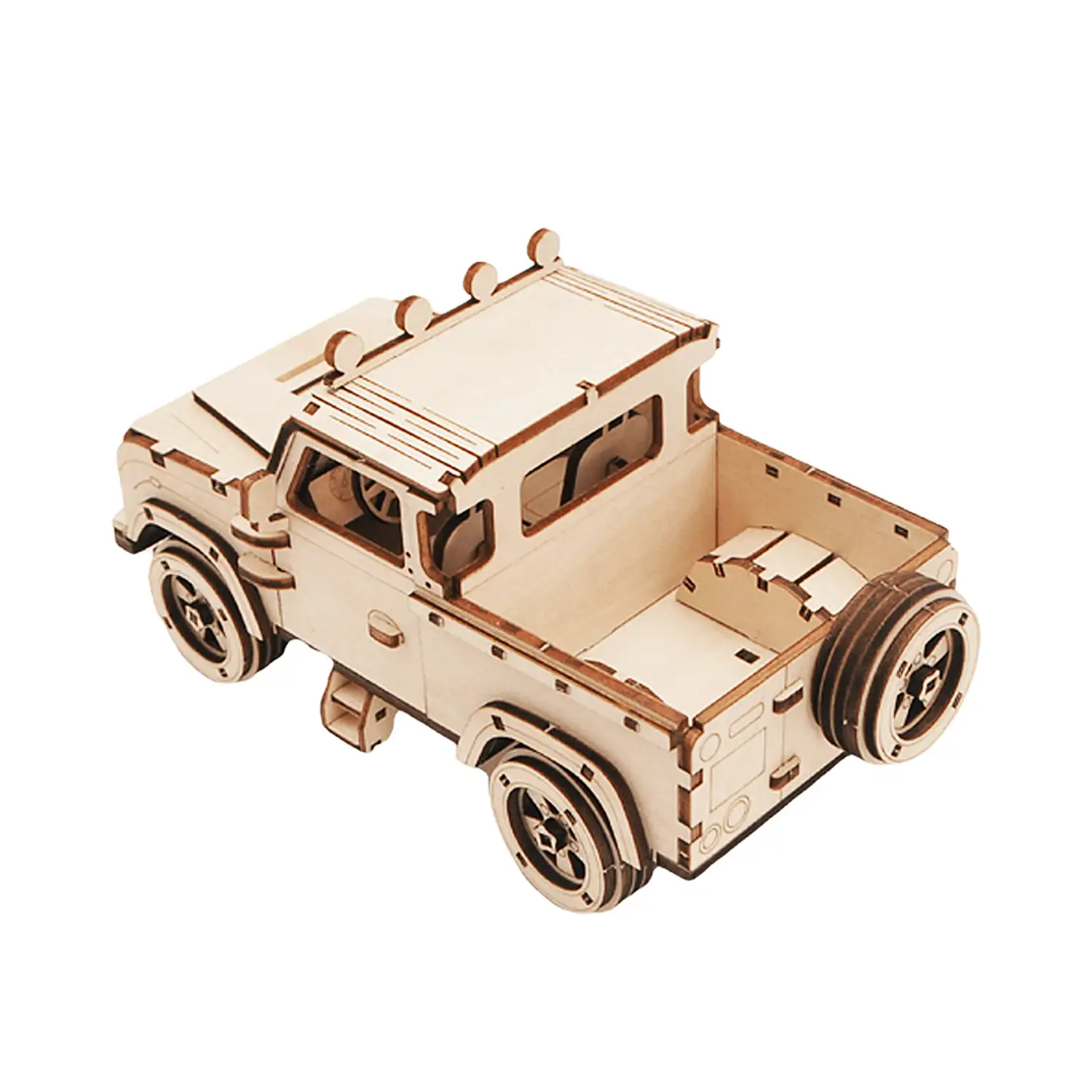 Maqueta de Madera 3D, con movimiento mecánico diseño de Vehículo todoterreno.