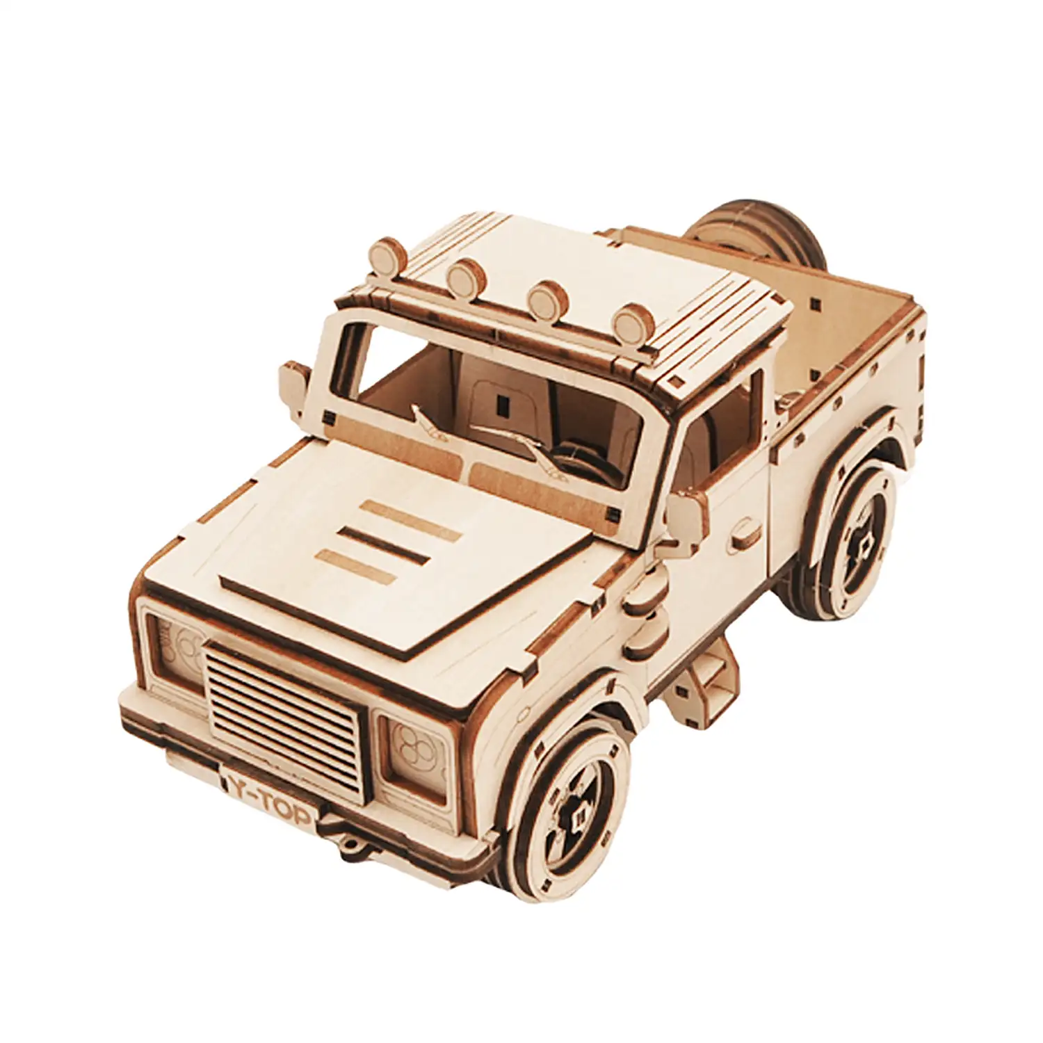 Maqueta de Madera 3D, con movimiento mecánico diseño de Vehículo todoterreno.