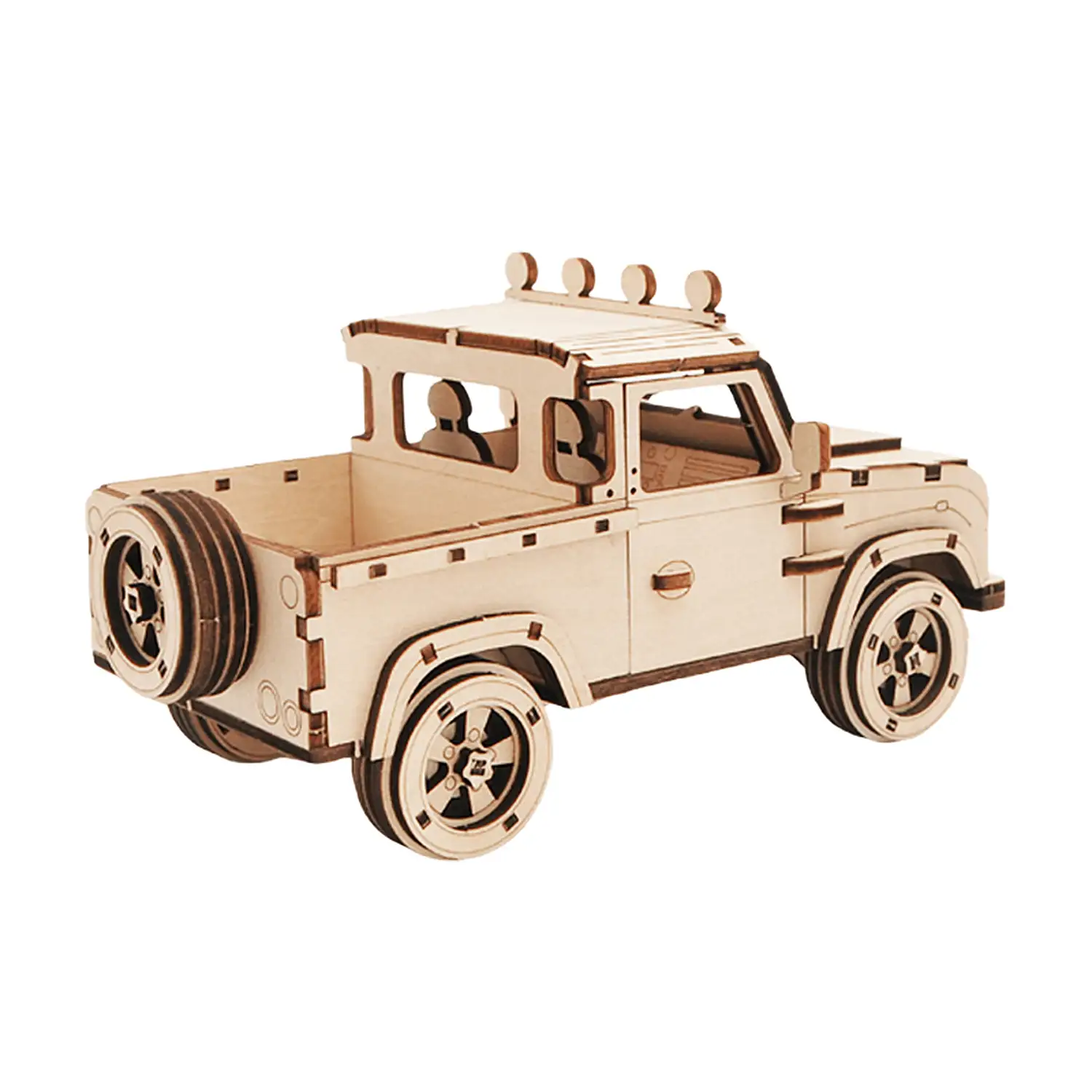 Maqueta de Madera 3D, con movimiento mecánico diseño de Vehículo todoterreno.
