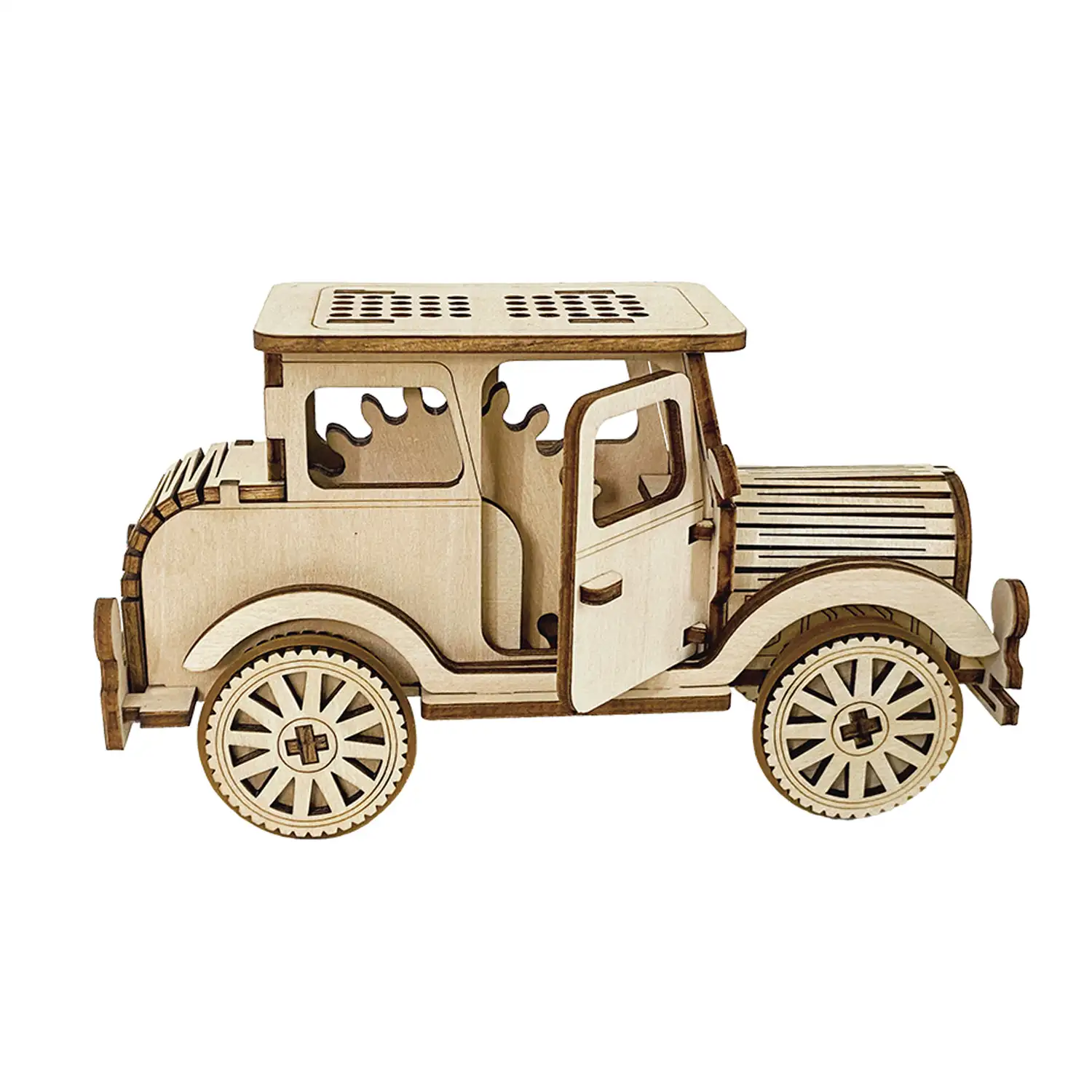 Maqueta de Madera 3D, con movimiento mecánico diseño de Coche clásico.