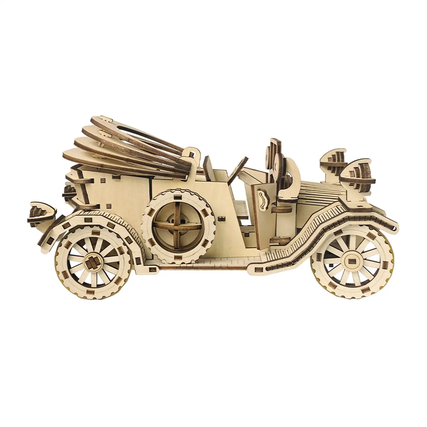 Maqueta de Madera 3D, con movimiento mecánico diseño de Convertible antiguo. 220 piezas.
