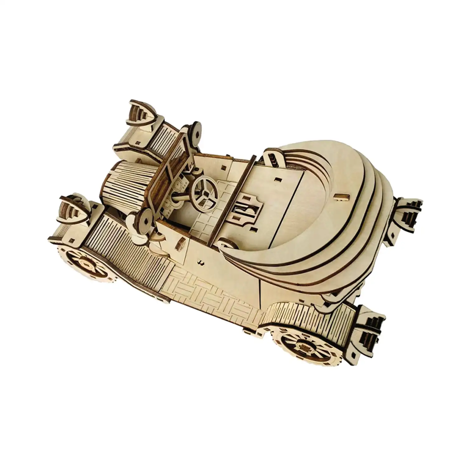 Maqueta de Madera 3D, con movimiento mecánico diseño de Convertible antiguo. 220 piezas.