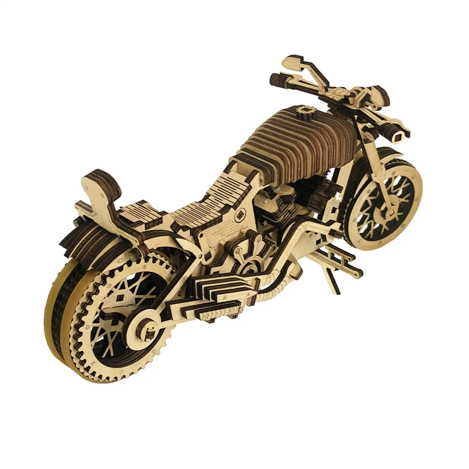 Maqueta de Madera 3D, con movimiento mecánico diseño de Motocicleta de carretera. 153 piezas.