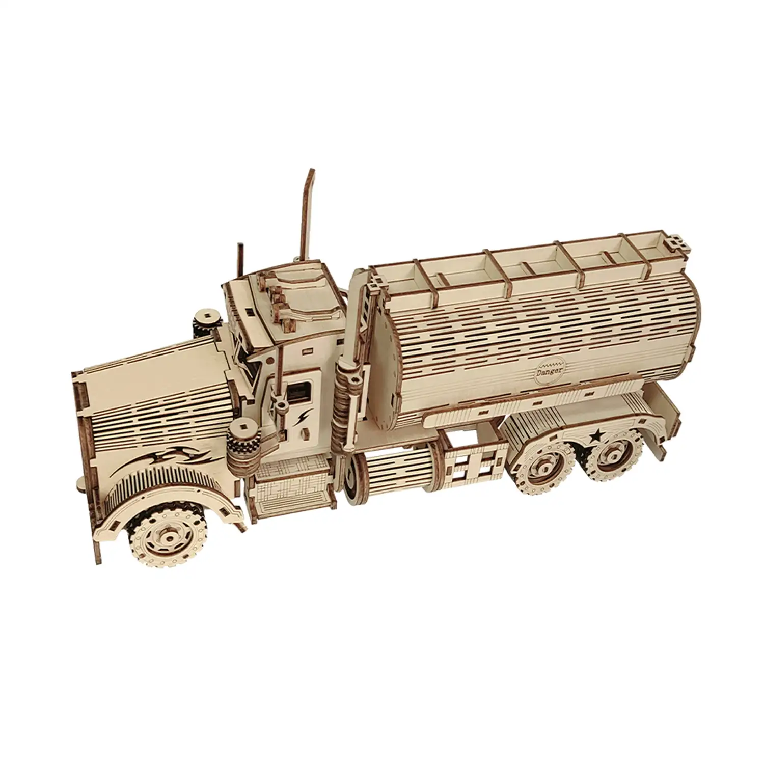Maqueta de Madera 3D, con movimiento mecánico diseño de Camión Cisterna.
