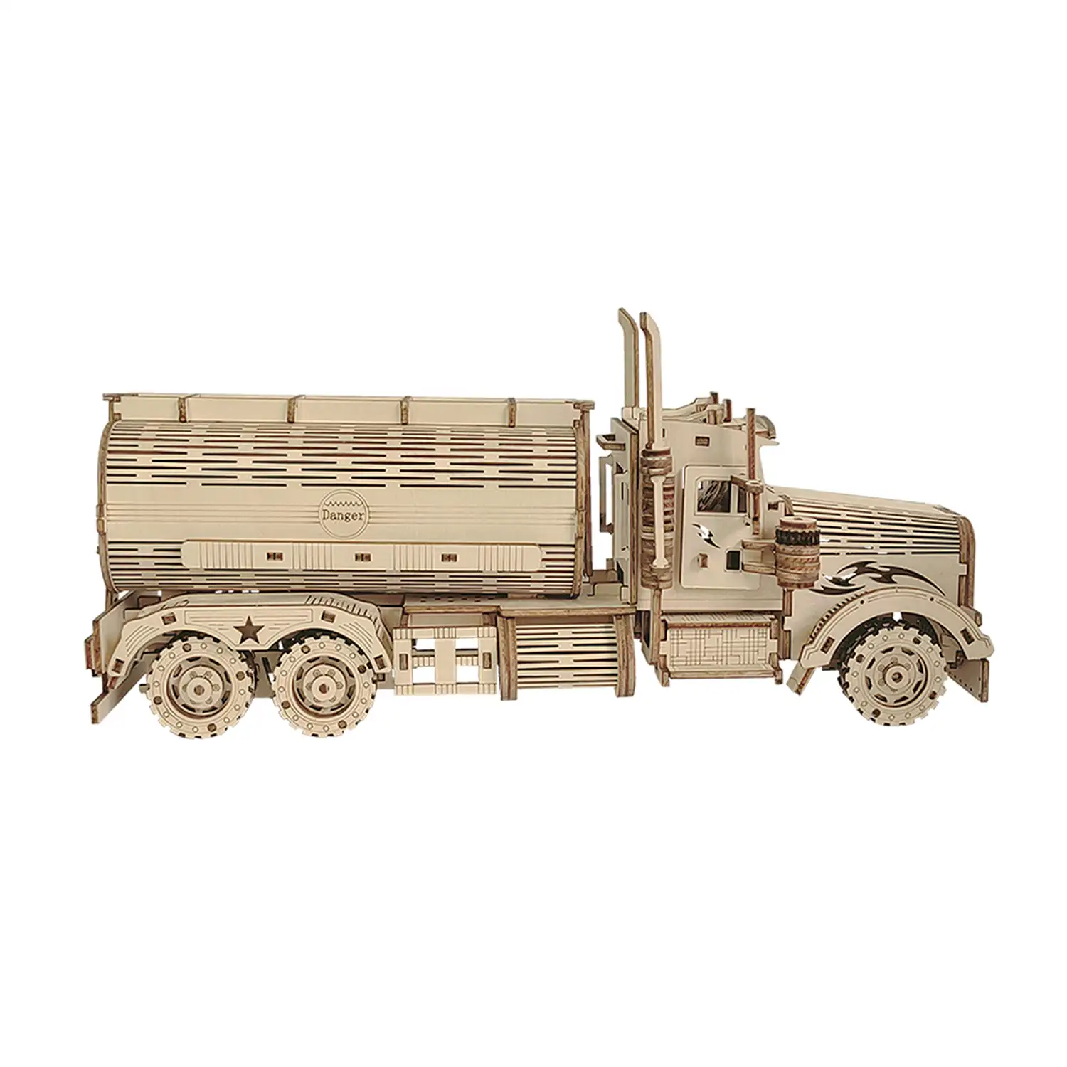 Maqueta de Madera 3D, con movimiento mecánico diseño de Camión Cisterna.