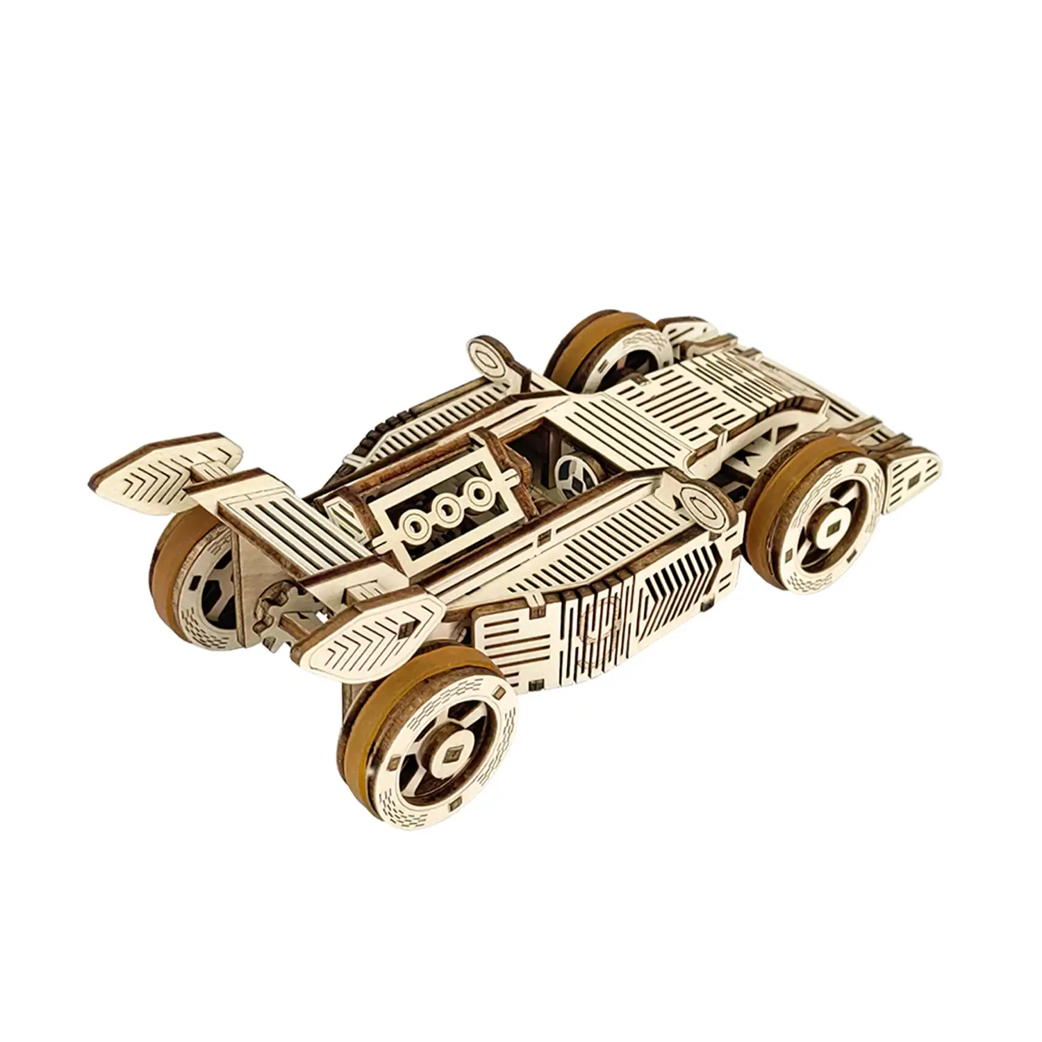Maqueta de Madera 3D, con movimiento mecánico diseño de Coche de carreras.