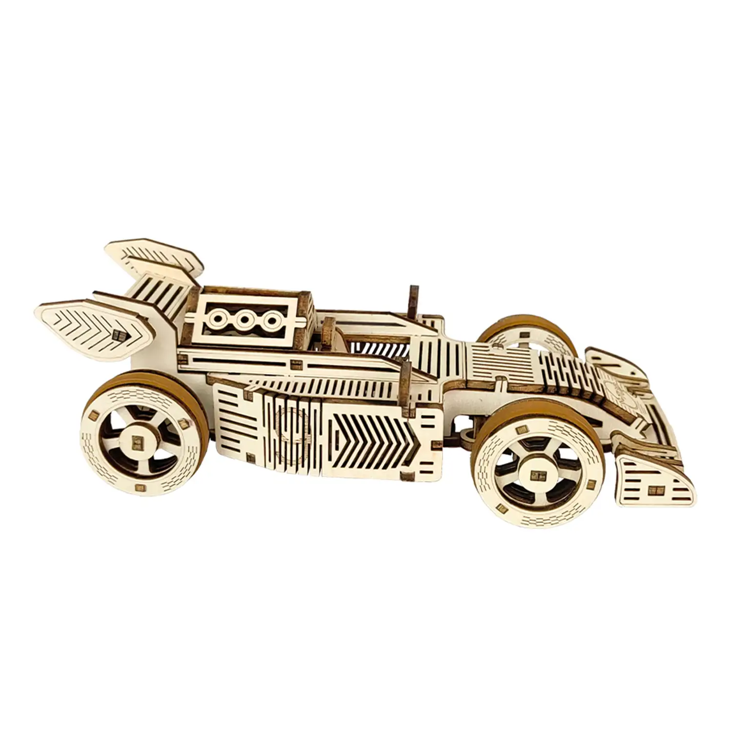 Maqueta de Madera 3D, con movimiento mecánico diseño de Coche de carreras.