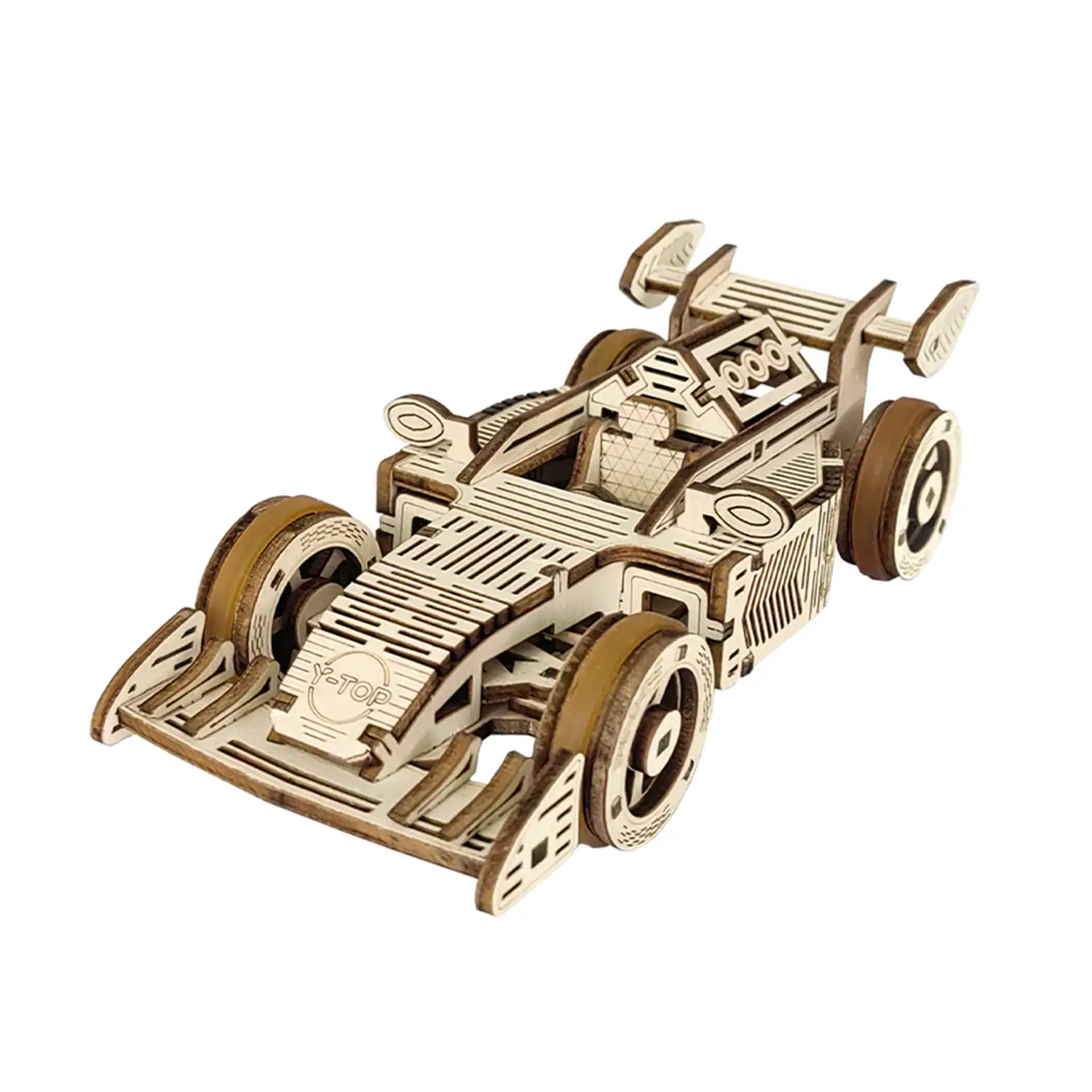 Maqueta de Madera 3D, con movimiento mecánico diseño de Coche de carreras.
