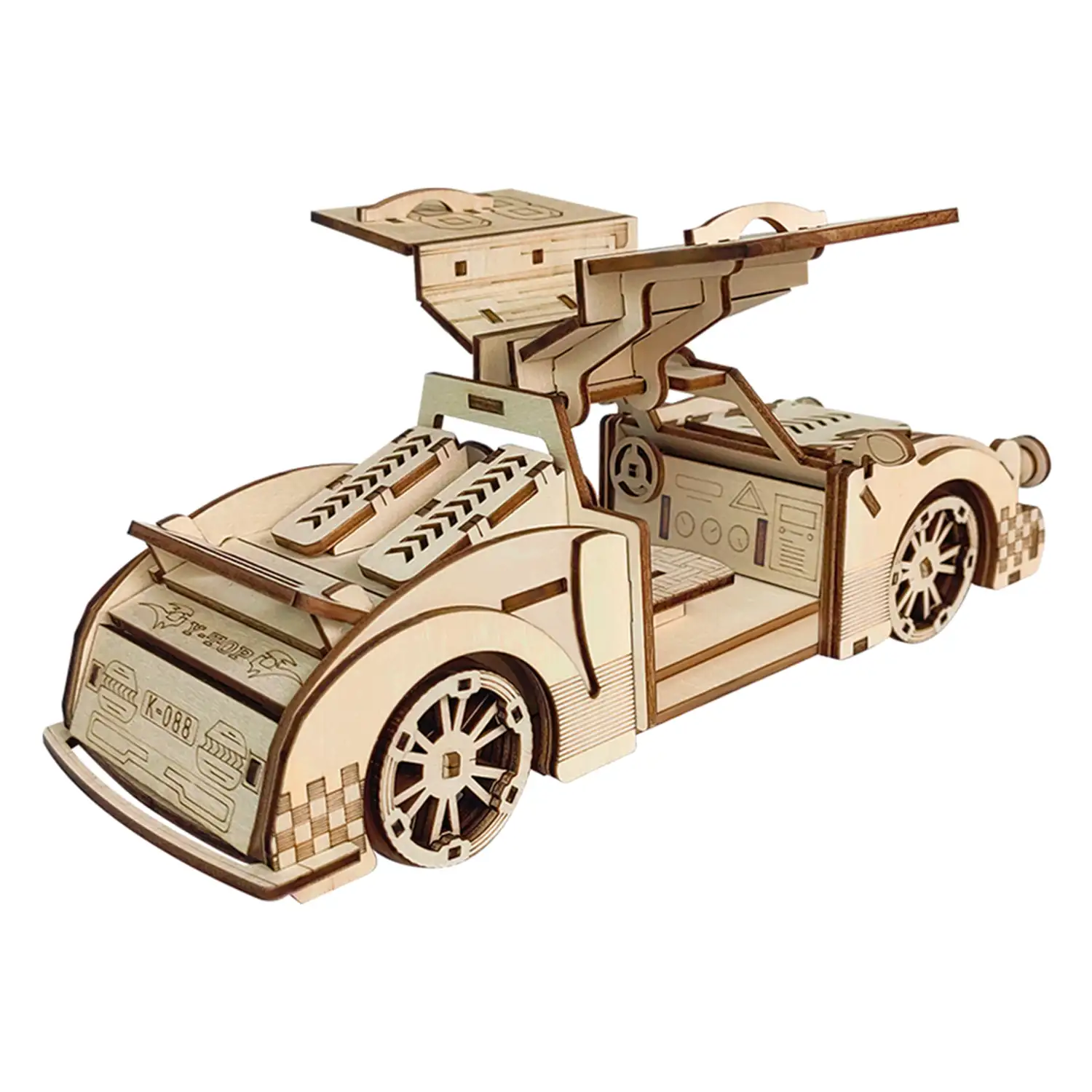 Maqueta de Madera 3D, con movimiento mecánico diseño de Coche deportivo.