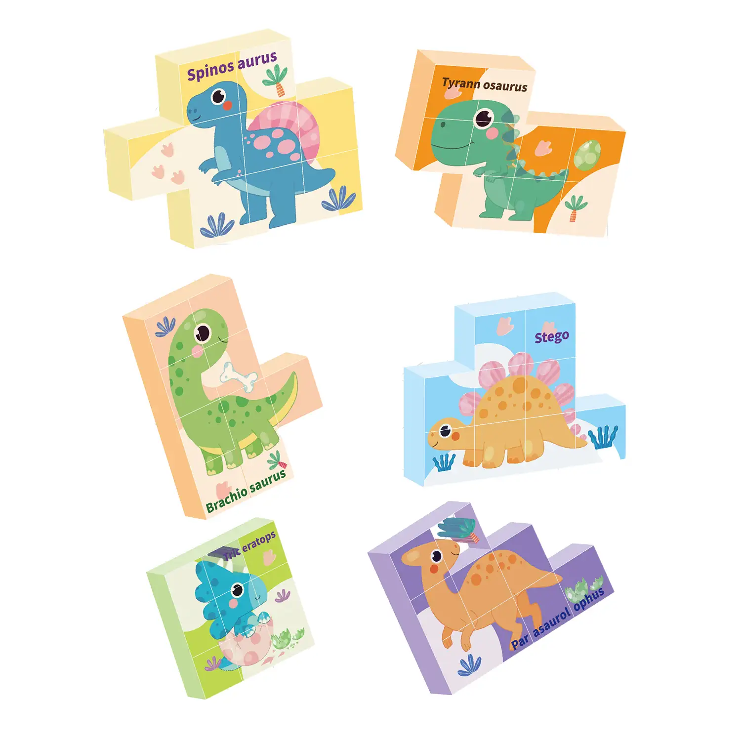 Puzle magnético 6 en 1 dinosaurios (9 piezas)