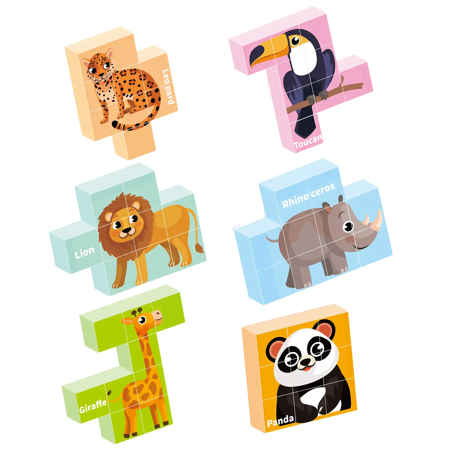 Puzle magnético 6 en 1 mundo animal (9 piezas).