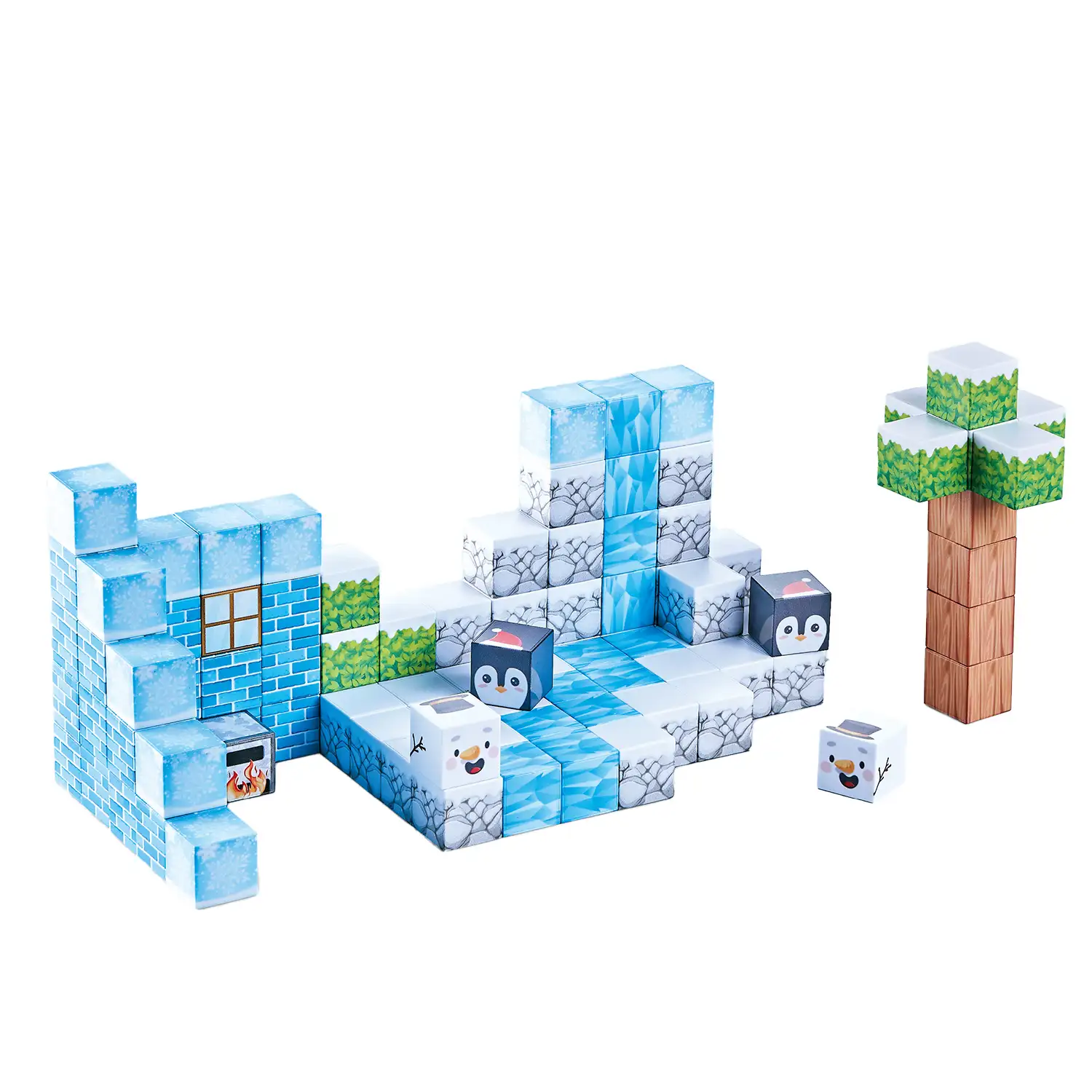 Cubos Magnéticos de 2.5CM. Tema Hielo y Nieve. 97 piezas.