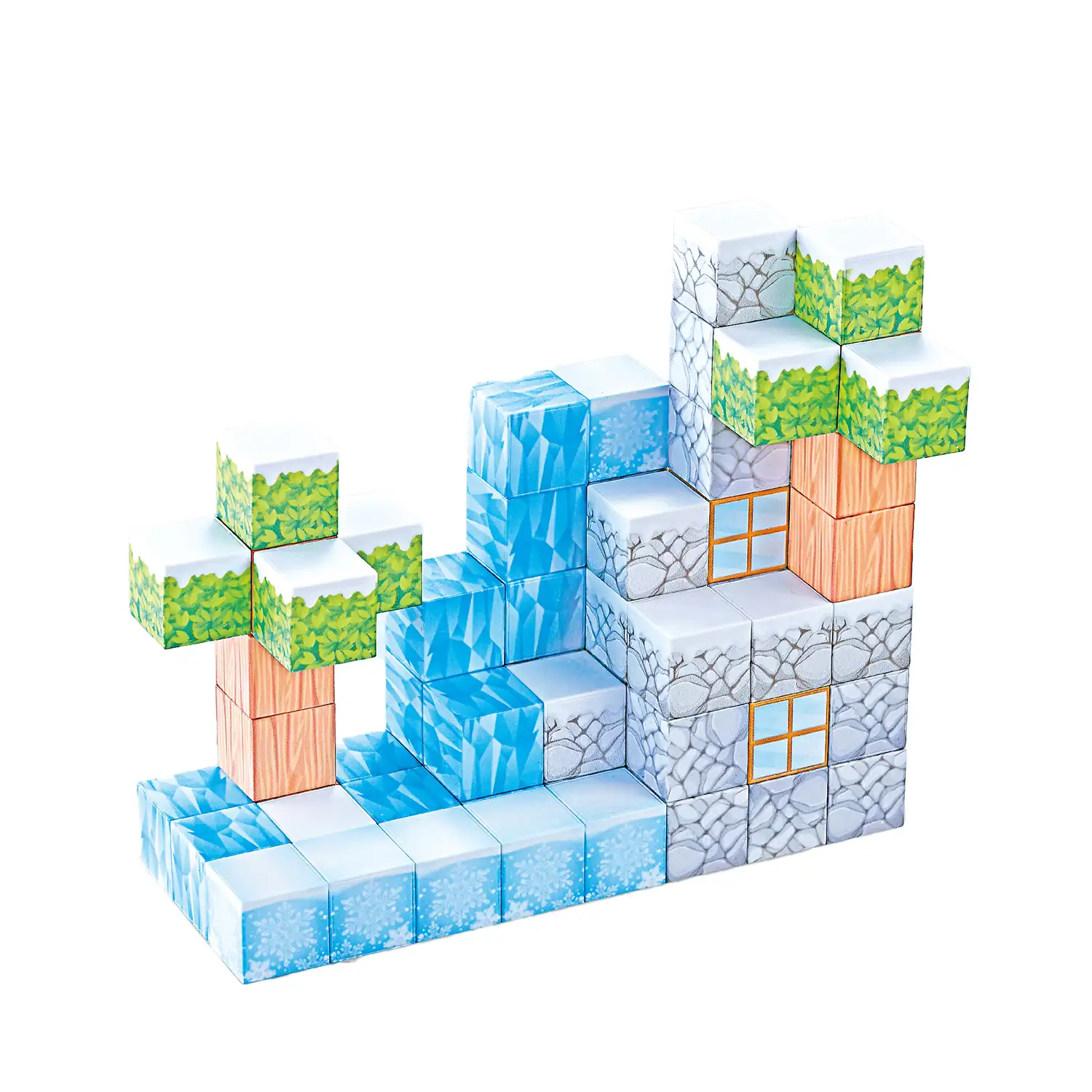 Cubos Magnéticos de 2.5CM. Tema Hielo y Nieve. 52 piezas.