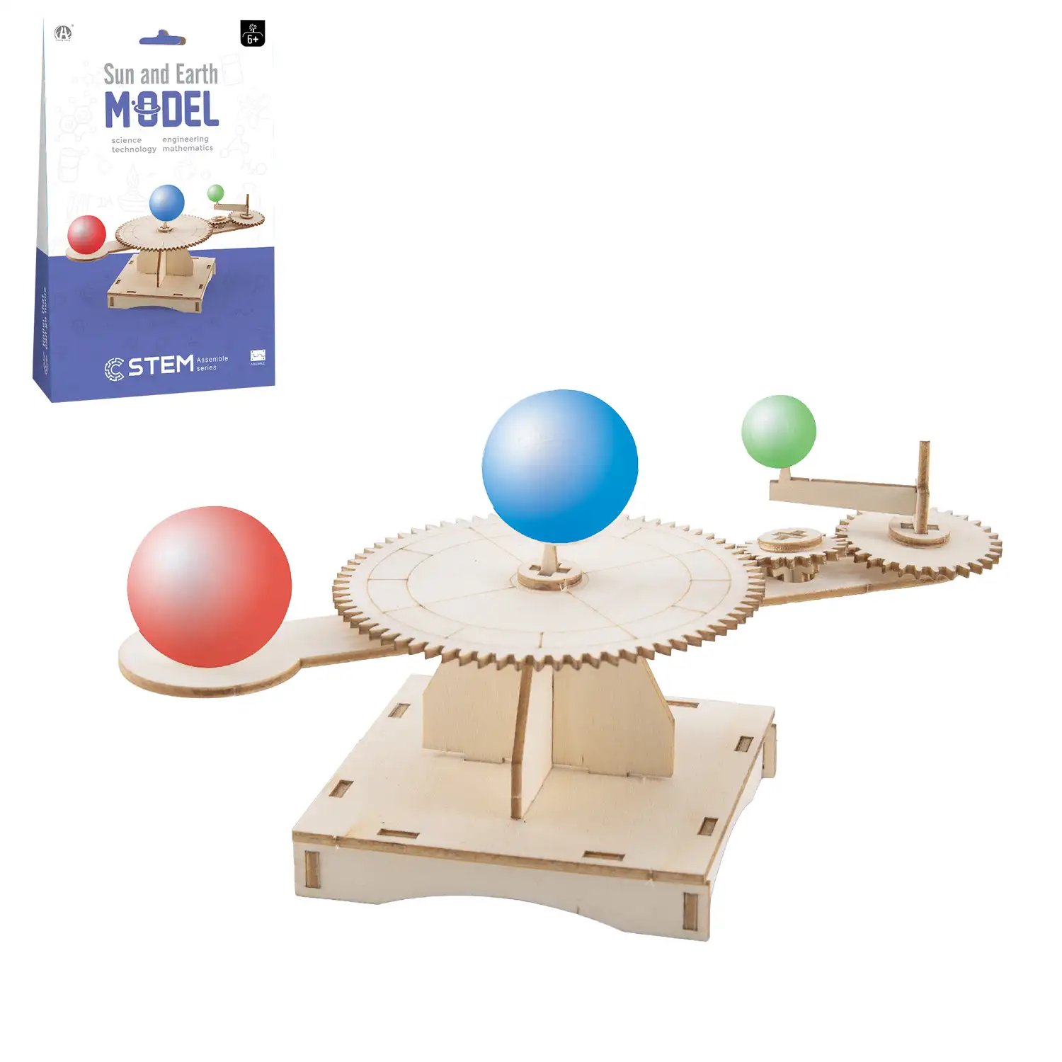 Kit de madera educacional STEM. Diseño del Sol y la Tierra.