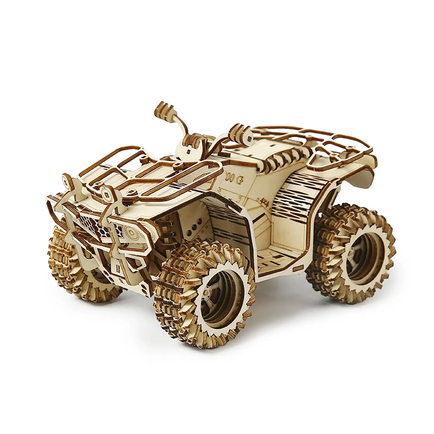 Maqueta de Madera 3D, diseño de Quad con movimiento mecánico. 417 piezas.