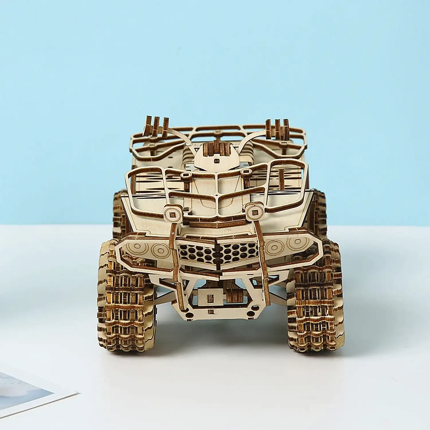 Maqueta de Madera 3D, diseño de Quad con movimiento mecánico. 417 piezas.