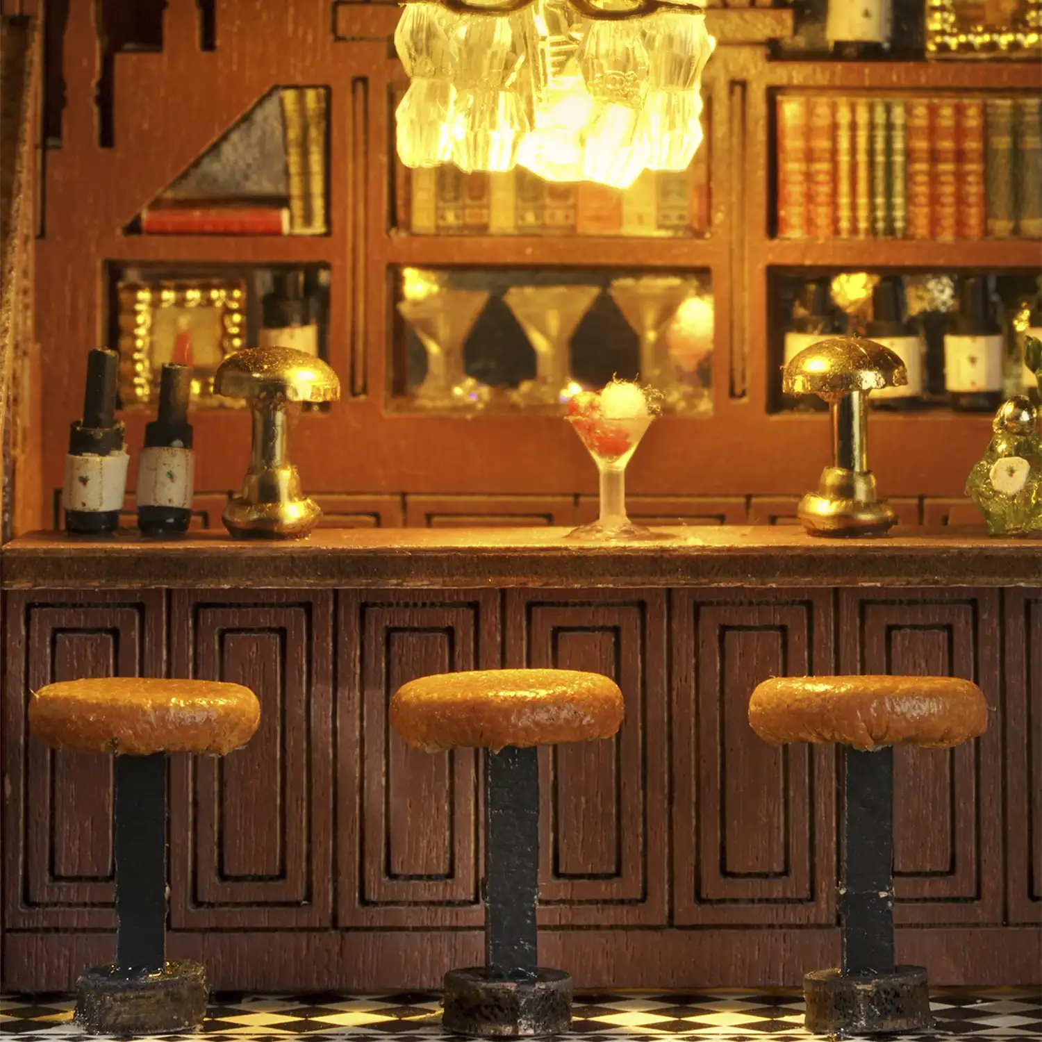 Restaurante Garden. Maqueta 3D con diseño de panel de puerta abierta, realista con gran detalle y luces led.