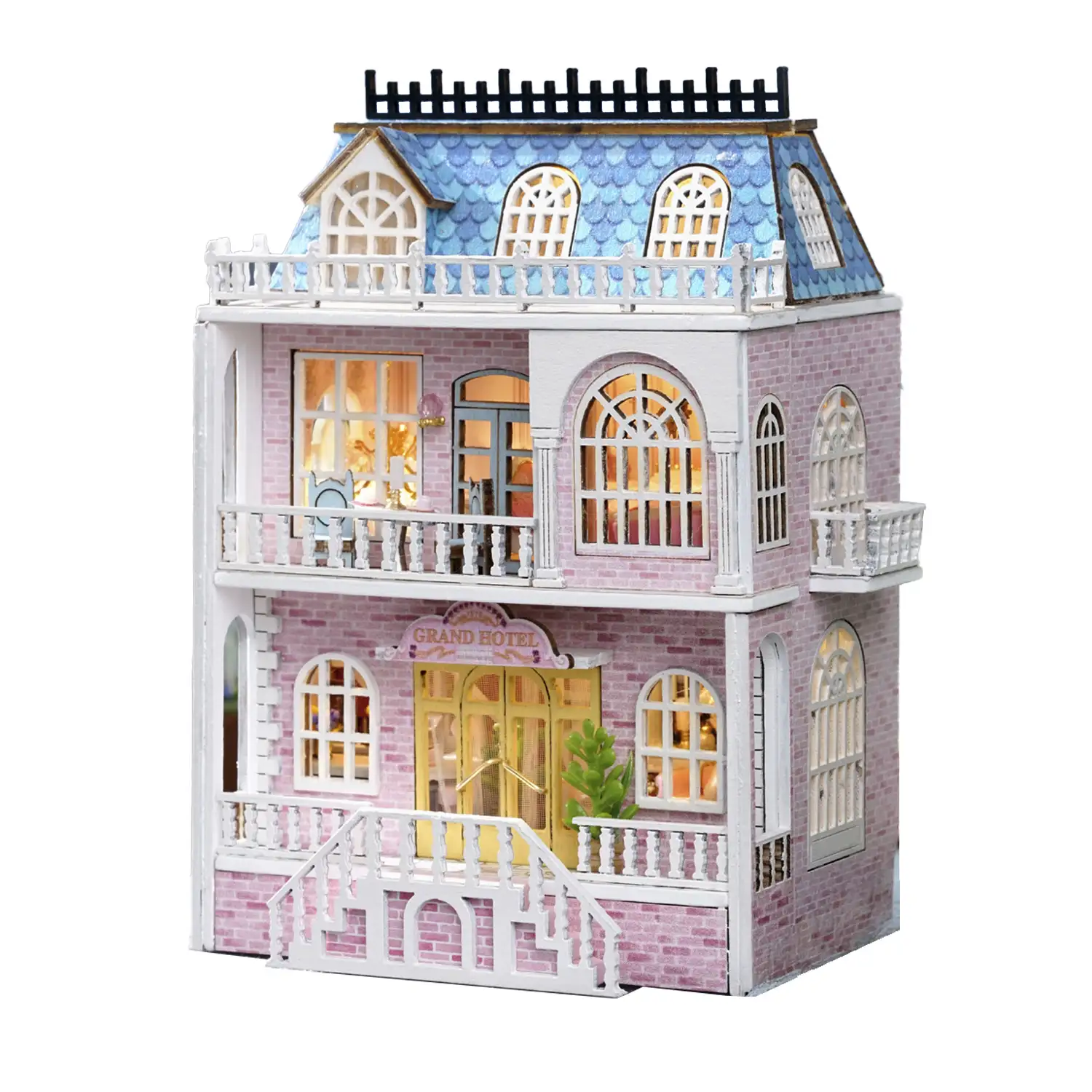 Castillo Romántico. Maqueta 3D con diseño de panel de puerta abierta, realista con gran detalle y luces led.