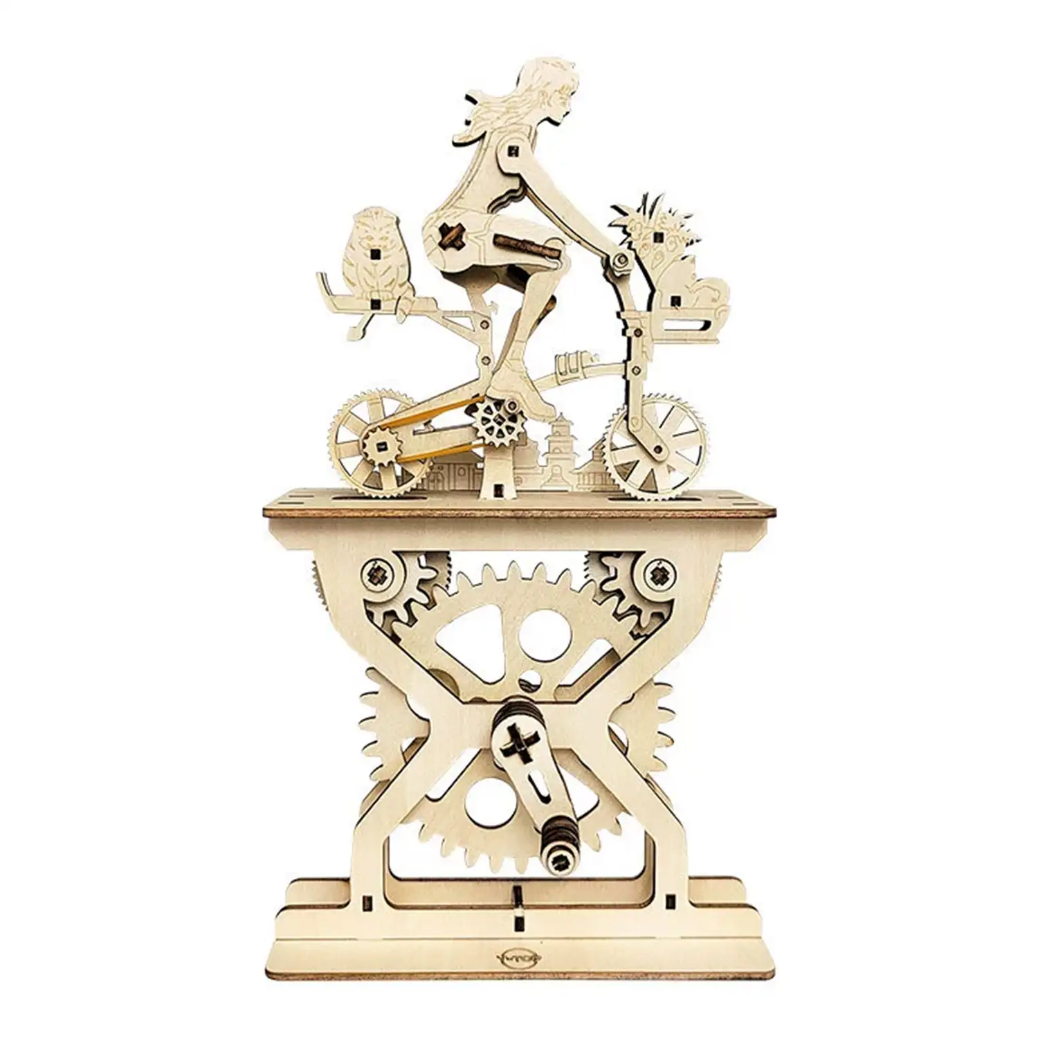 Maqueta de Madera 3D, con movimiento mecánico diseño de Amantes de la bicicleta - Chicas. 107 piezas.