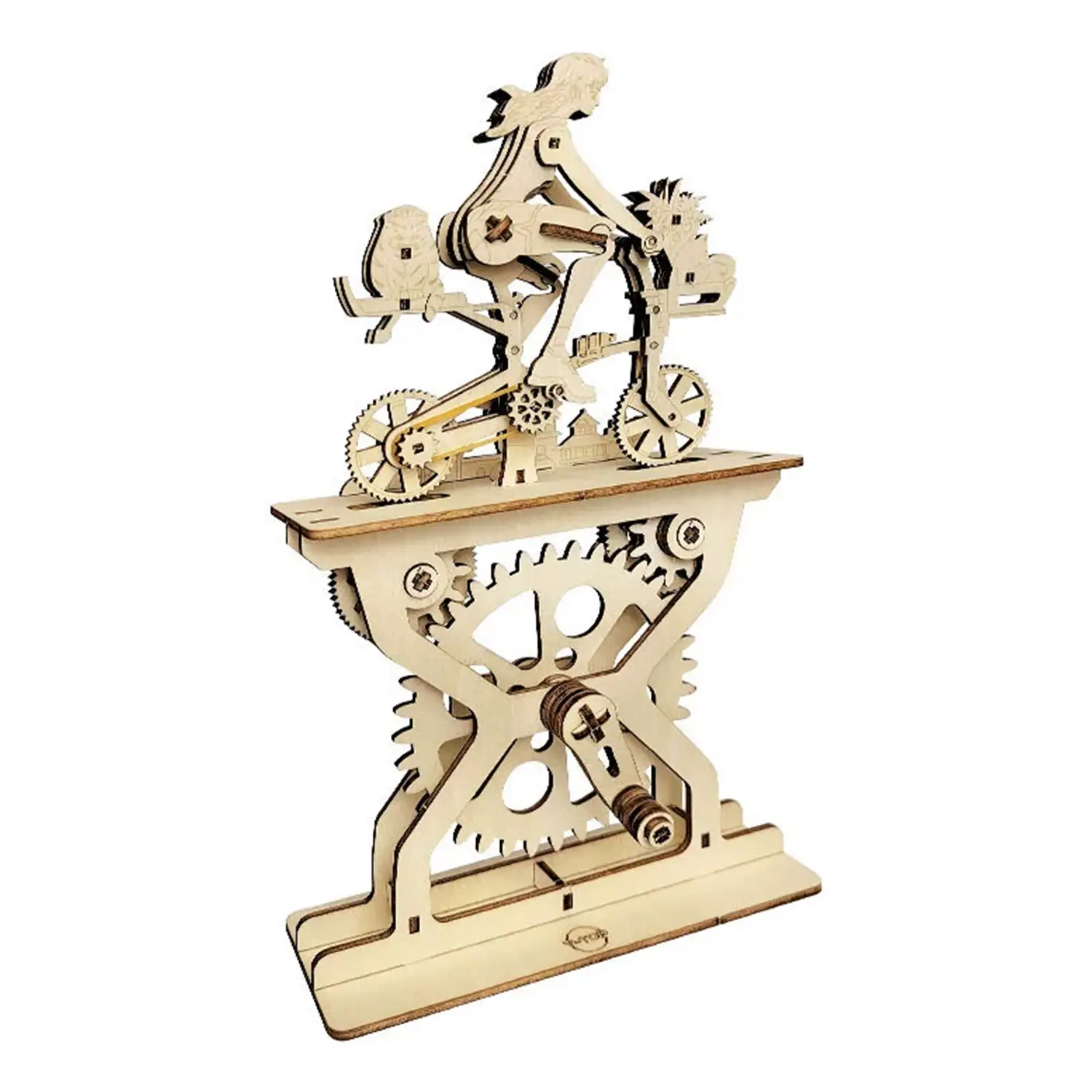 Maqueta de Madera 3D, con movimiento mecánico diseño de Amantes de la bicicleta - Chicas. 107 piezas.