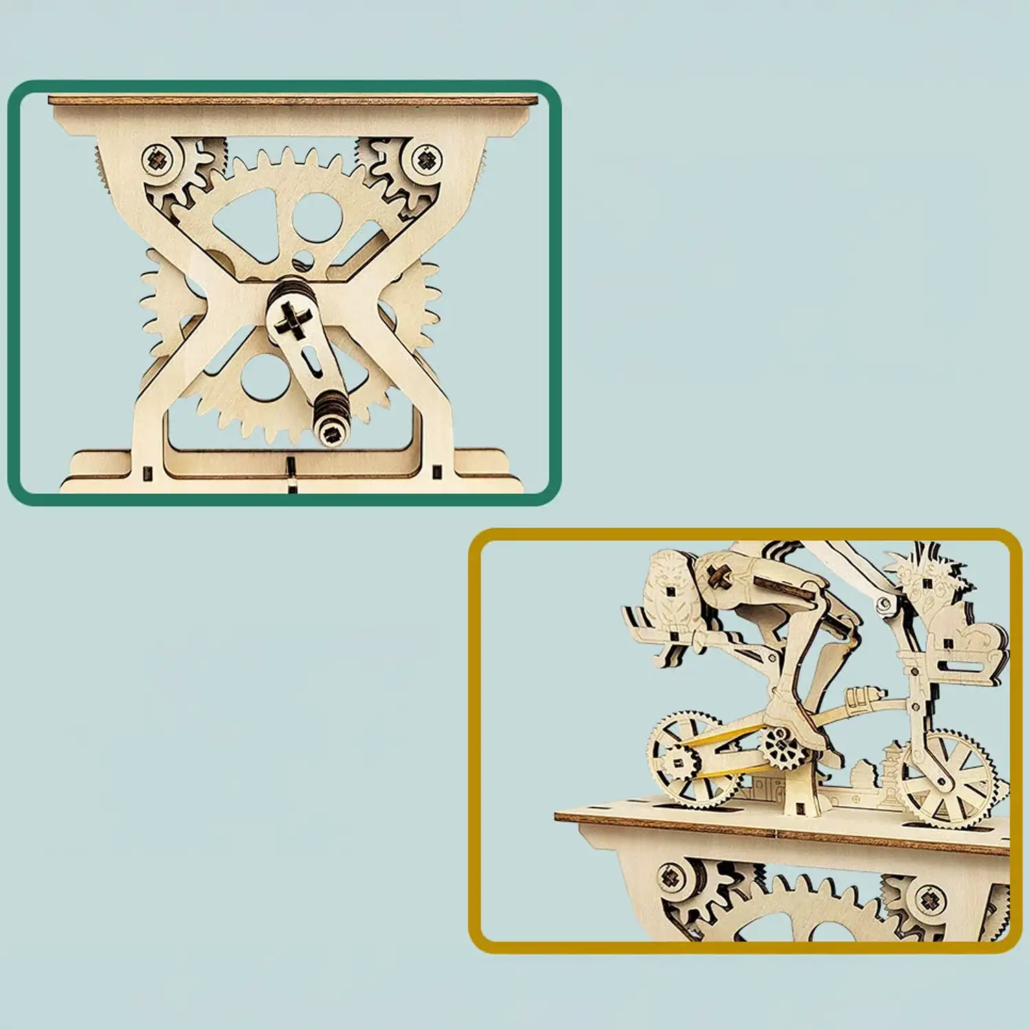 Maqueta de Madera 3D, con movimiento mecánico diseño de Amantes de la bicicleta - Chicas. 107 piezas.