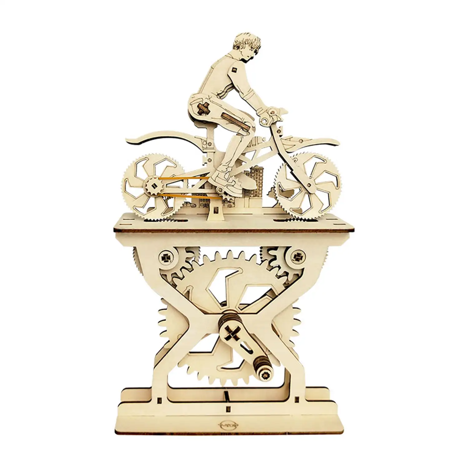 Maqueta de Madera 3D, con movimiento mecánico diseño de Amantes de la bicicleta - Chicos. 106 piezas.