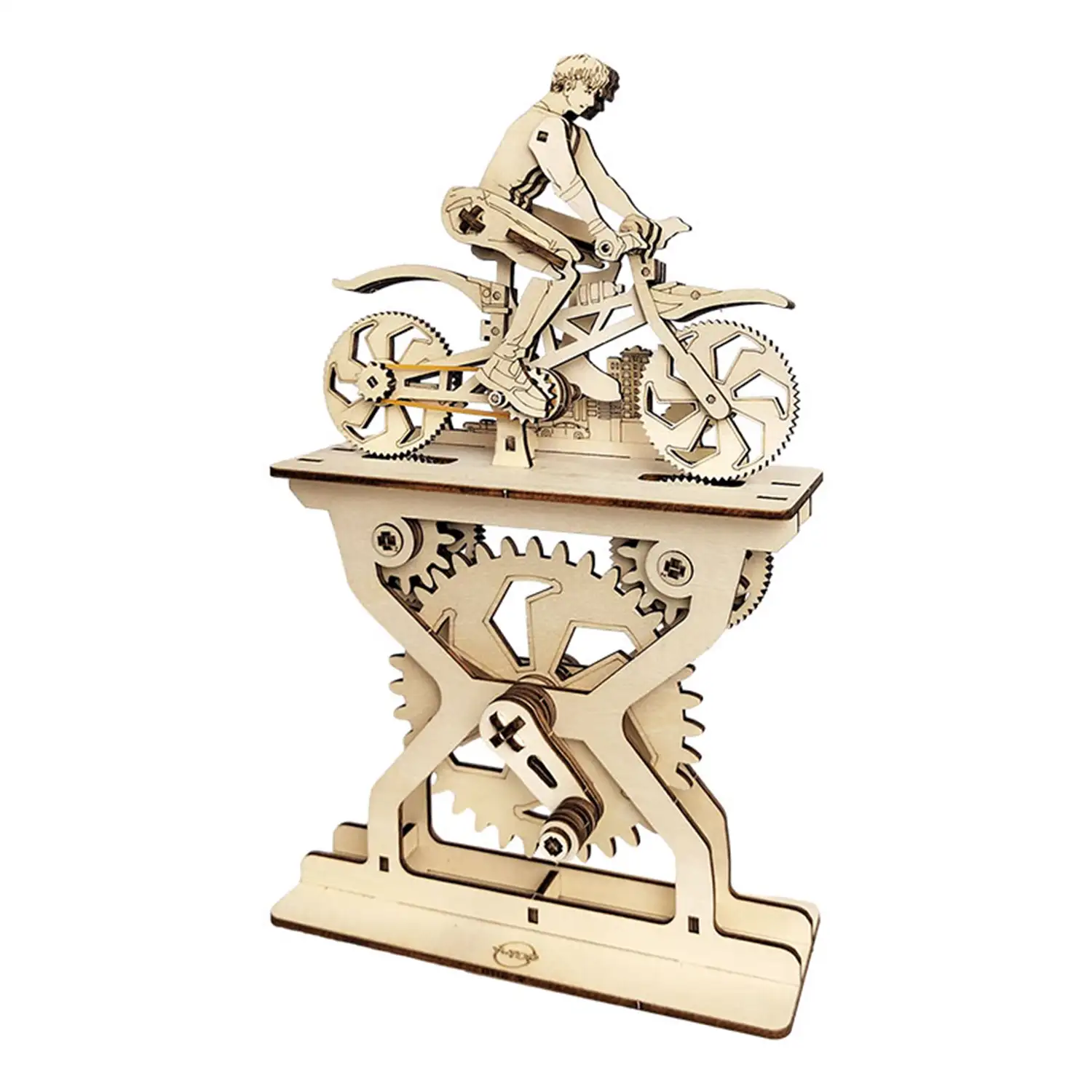 Maqueta de Madera 3D, con movimiento mecánico diseño de Amantes de la bicicleta - Chicos. 106 piezas.