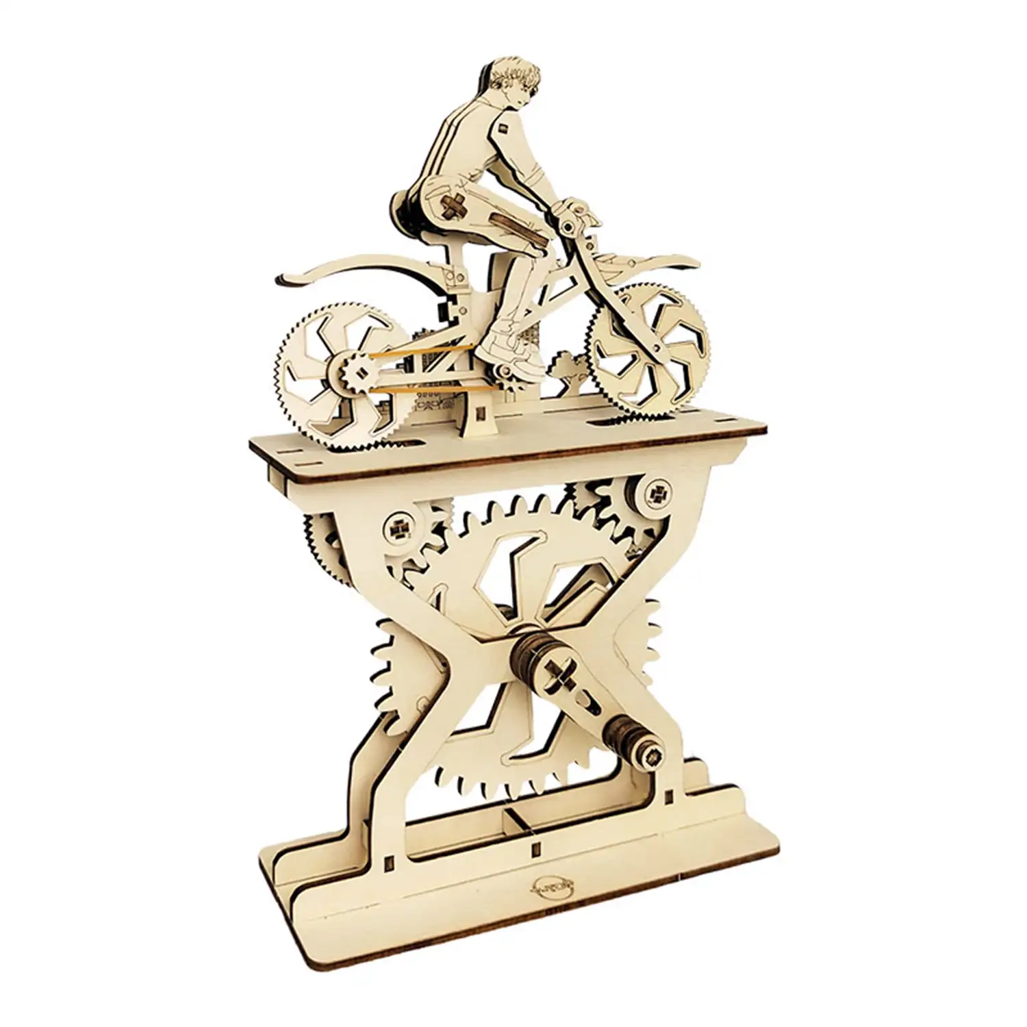 Maqueta de Madera 3D, con movimiento mecánico diseño de Amantes de la bicicleta - Chicos. 106 piezas.